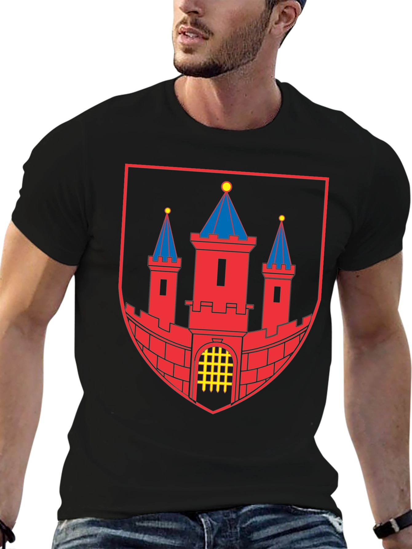 Black Black T-Shirt with City Coat of Arms Graphic view 6