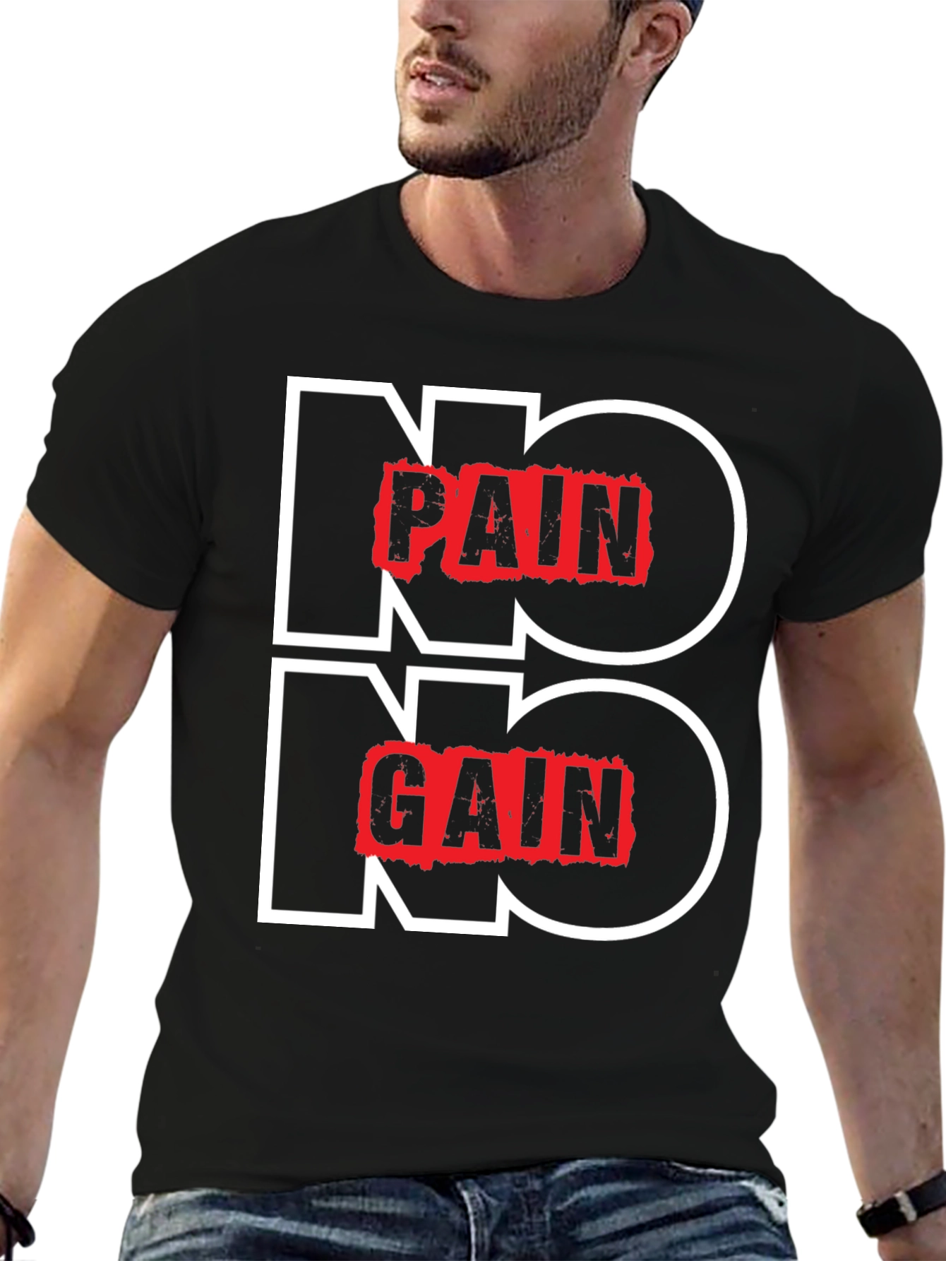 Black No Pain No Gain Graphic Tee view 6