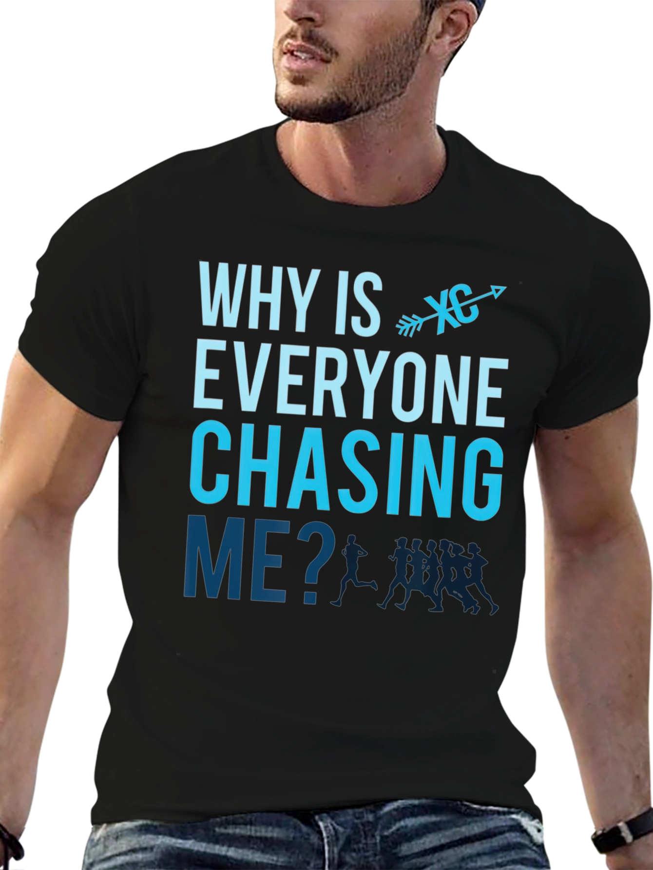Black Cross Country Runner T-Shirt - Why Is Everyone Chasing Me? view 6
