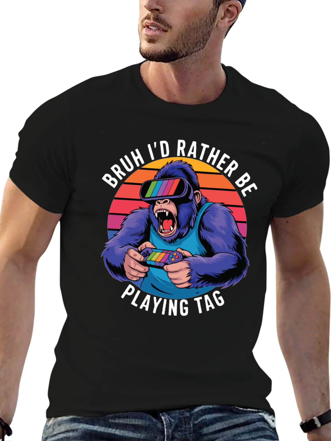 Black Gamer Gorilla T-Shirt view 6