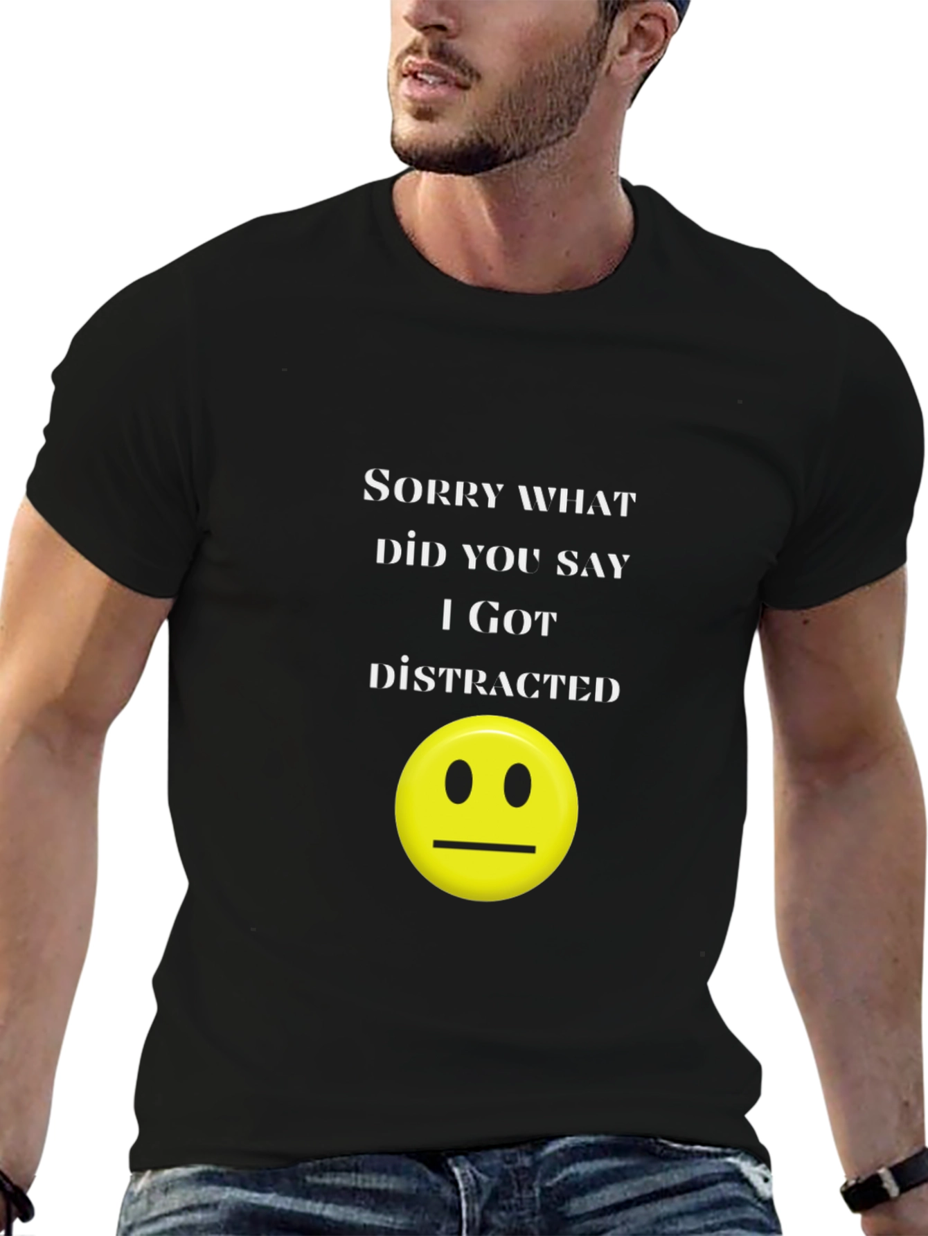 Black Funny Distracted Graphic Tee view 6