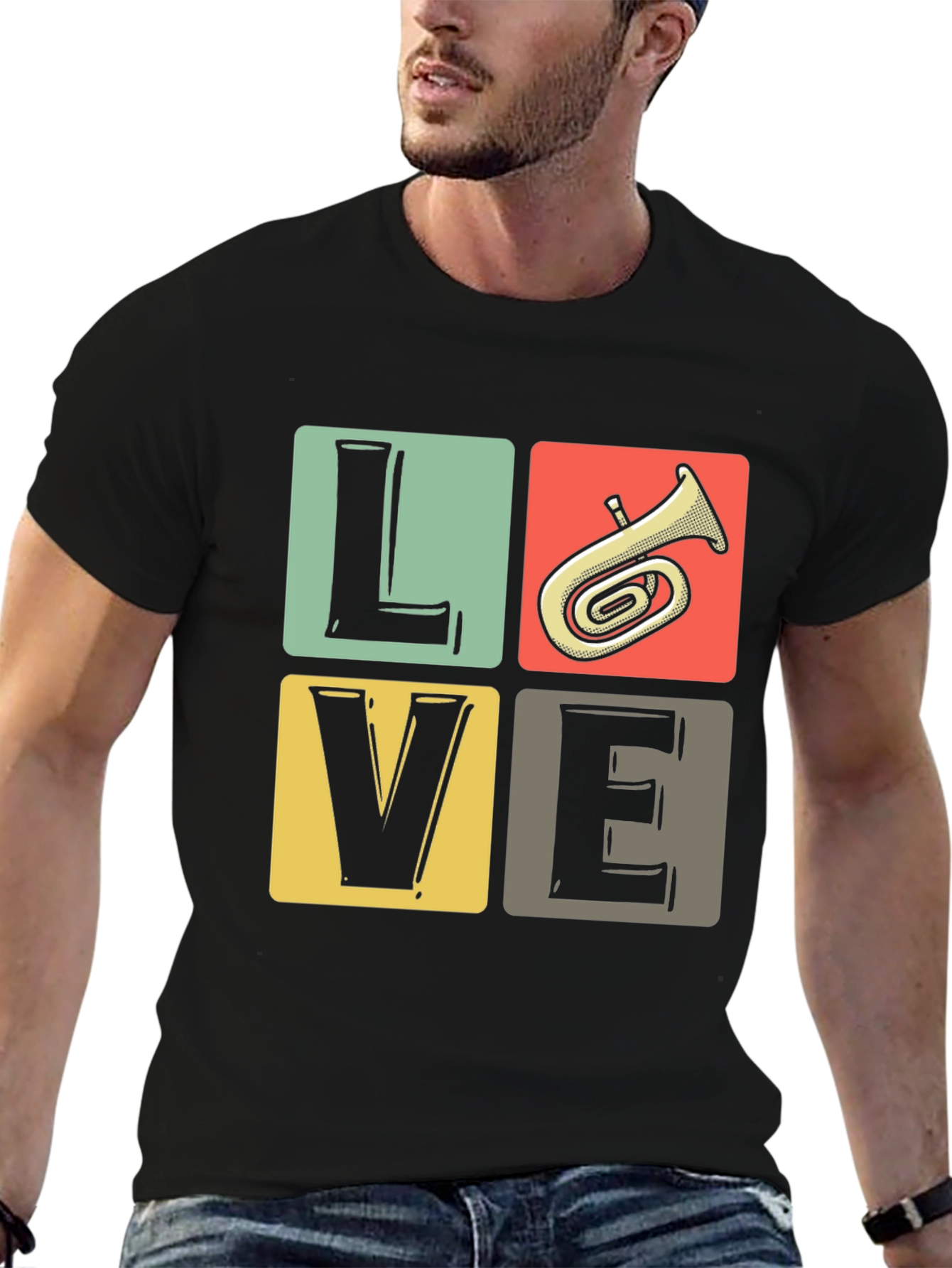 Black Love Tuba T-Shirt, Music Lover Tee view 6