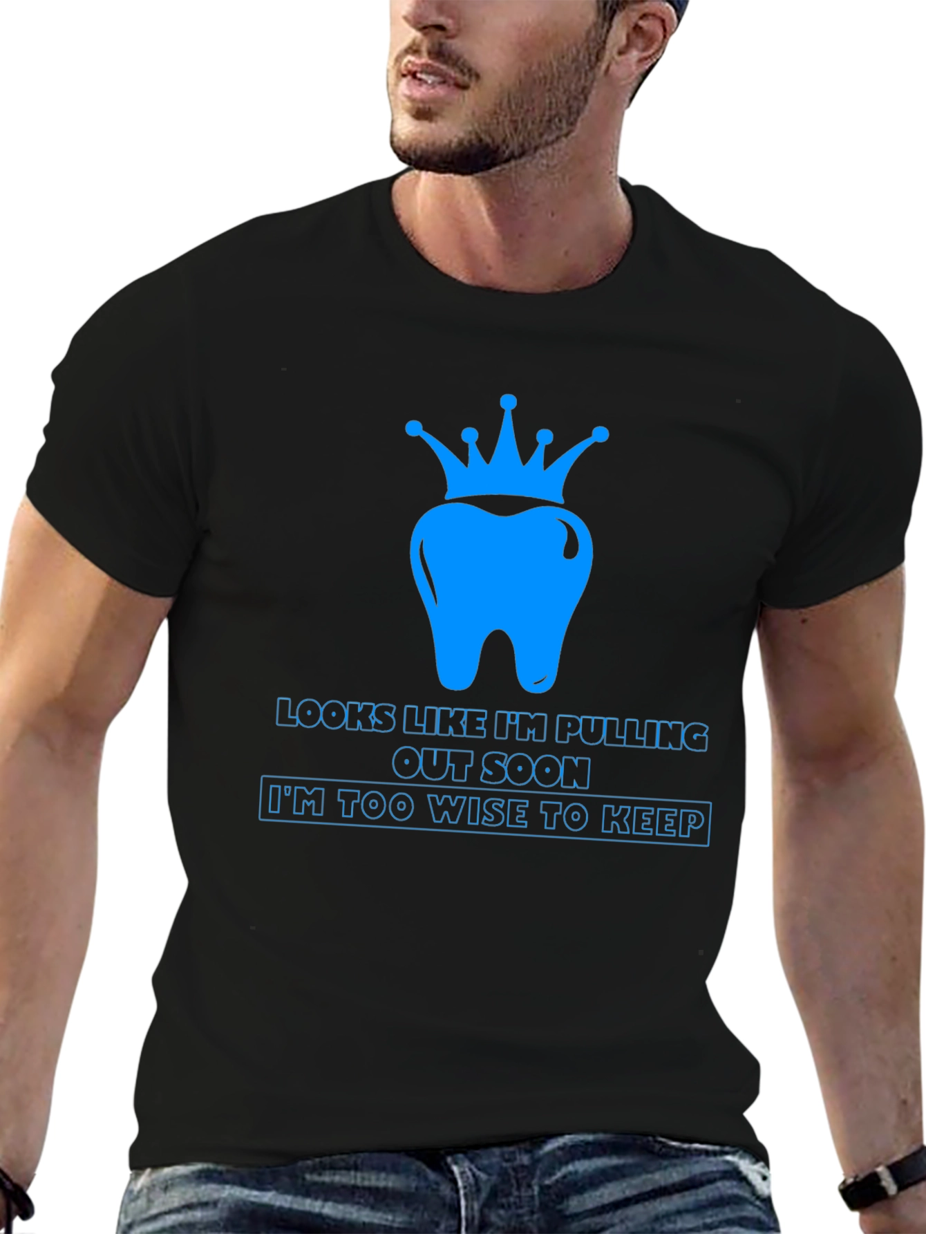 Black Wisdom Tooth Crown T-Shirt - Funny Dental Tee view 6