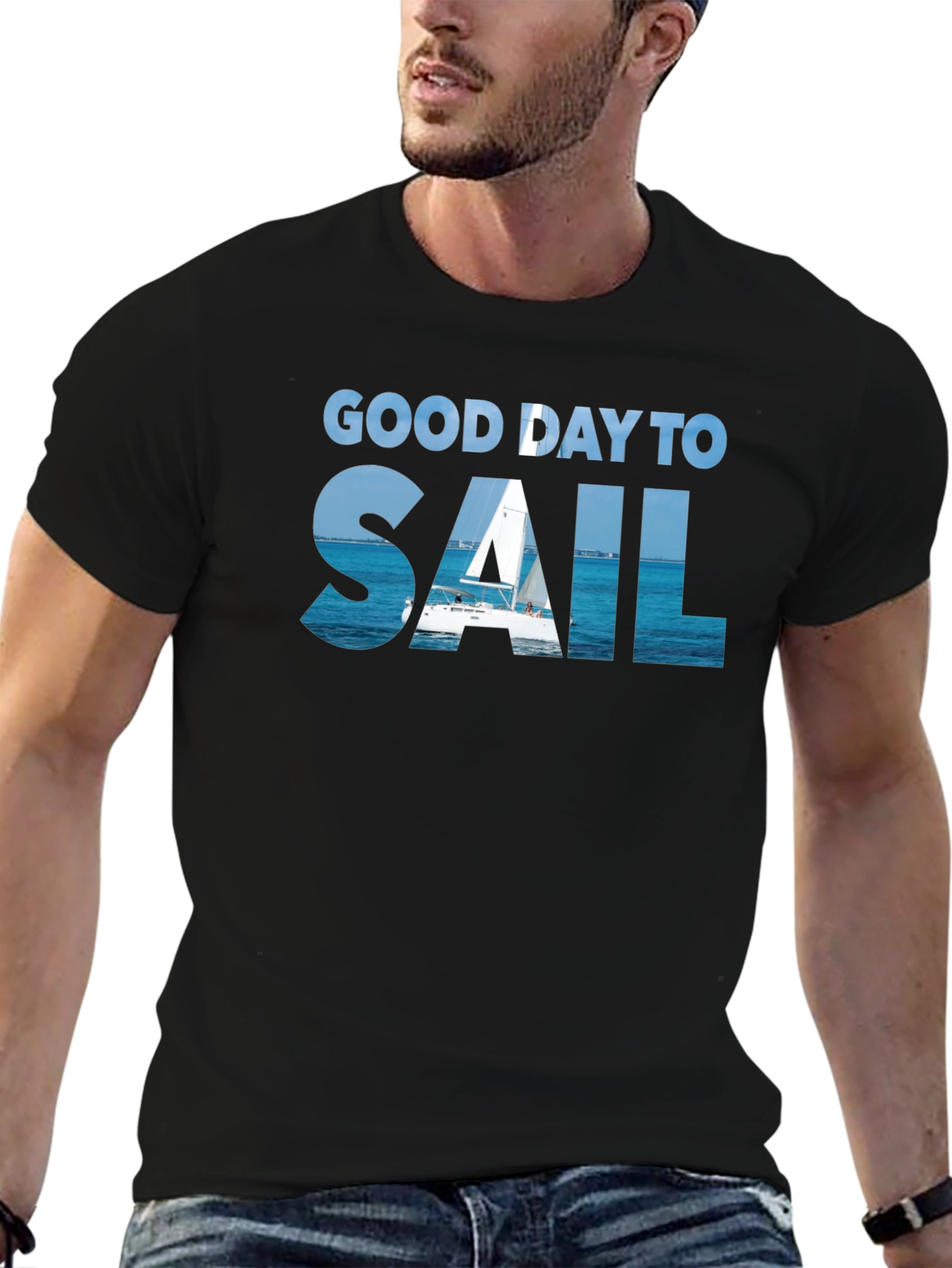 Black Good Day to Sail Graphic Tee - Soft Cotton view 6