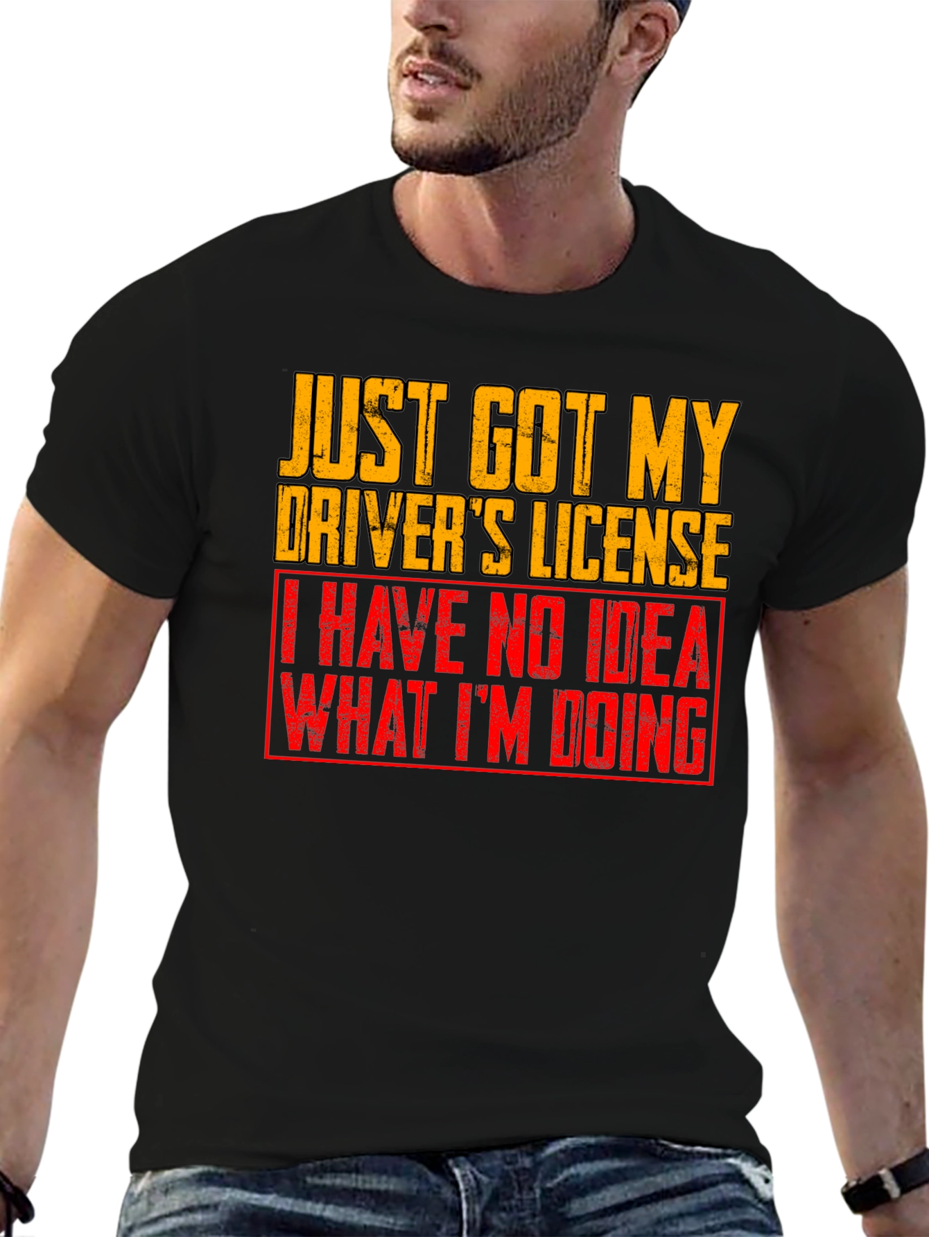 Black Funny Driver's License Graphic T-Shirt view 6