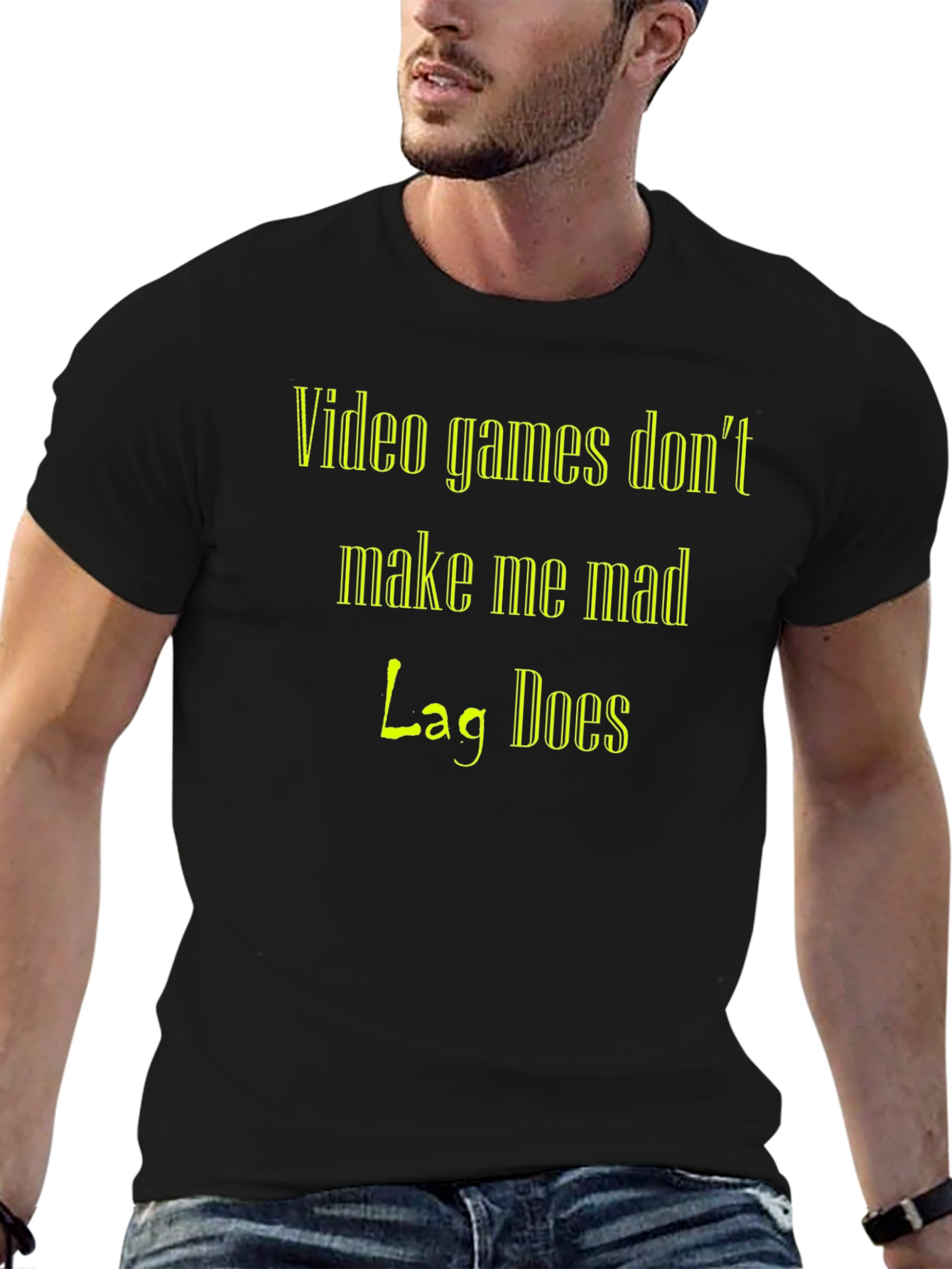 Black Gamer T-Shirt: Video Games Don't Make Me Mad, Lag Does view 6