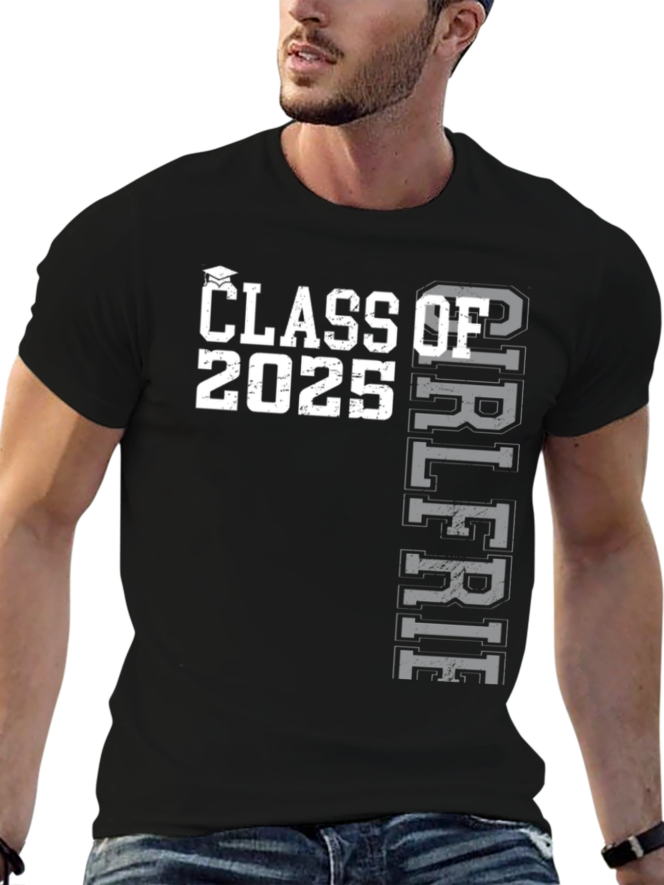 Black Class of 2025 Girlfriend T-Shirt view 6