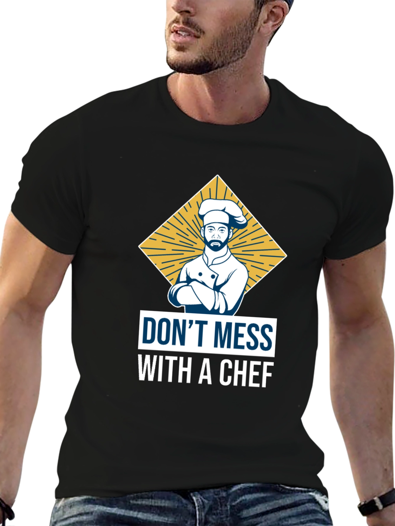Black Don't Mess with a Chef T-Shirt view 6