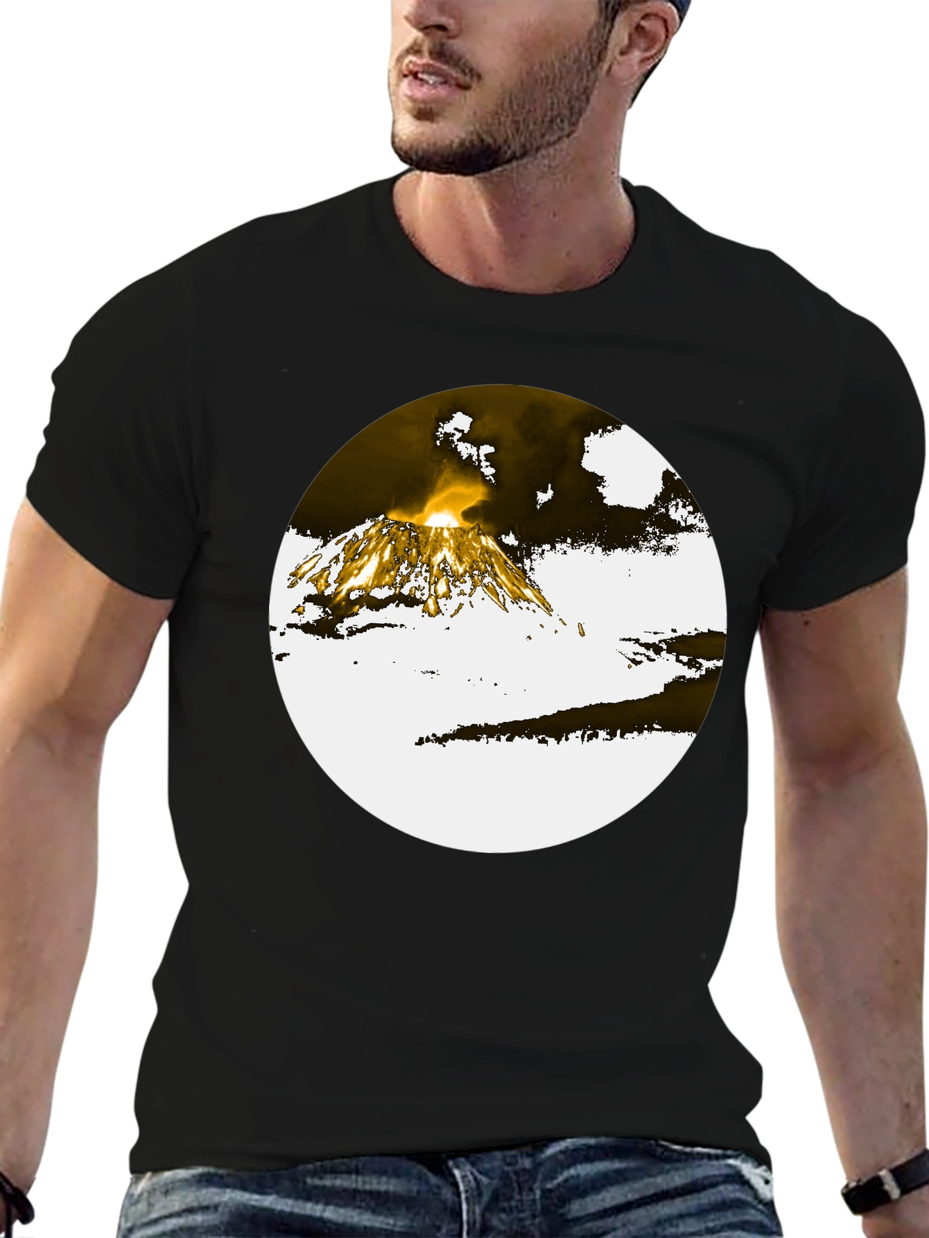 Black Volcano Graphic Tee - Black Cotton Blend view 6