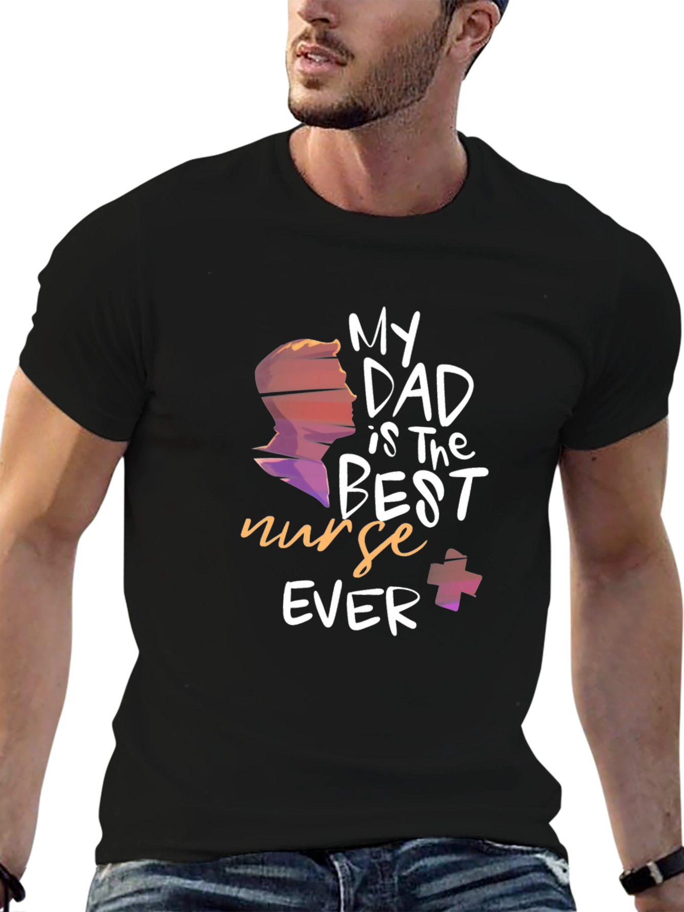 Black My Dad is The Best Nurse Ever T-Shirt view 6