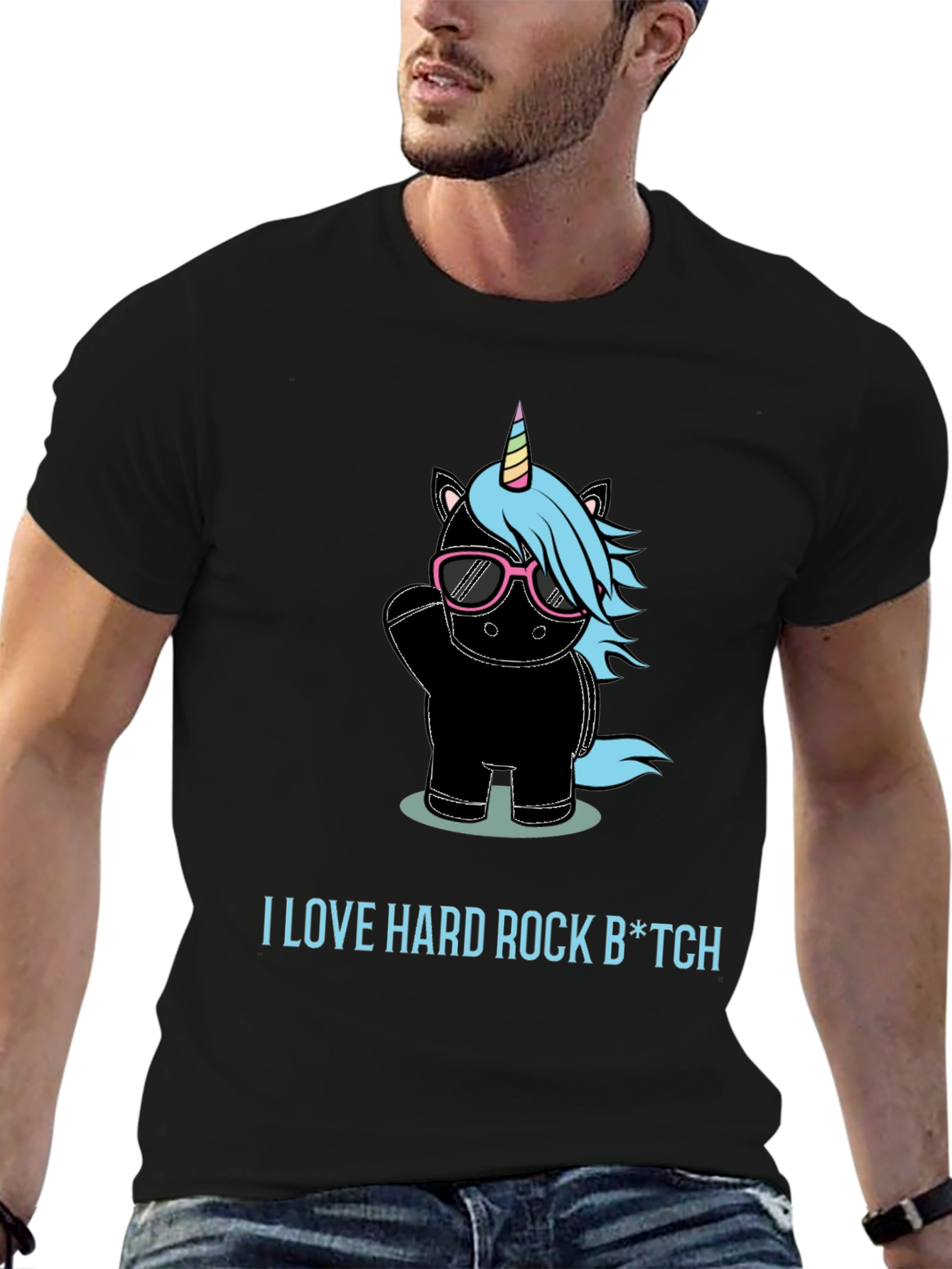 Black Hard Rock Unicorn Graphic T-Shirt view 6