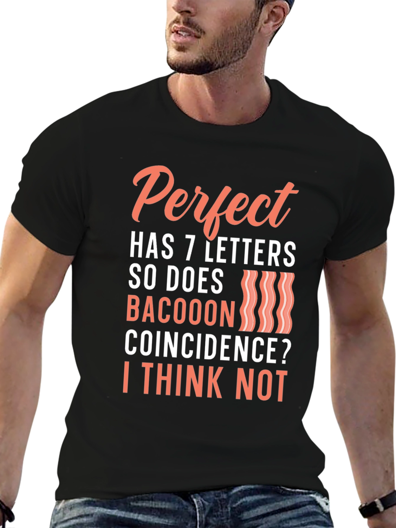 Black Perfect Bacoon Funny T-Shirt view 6