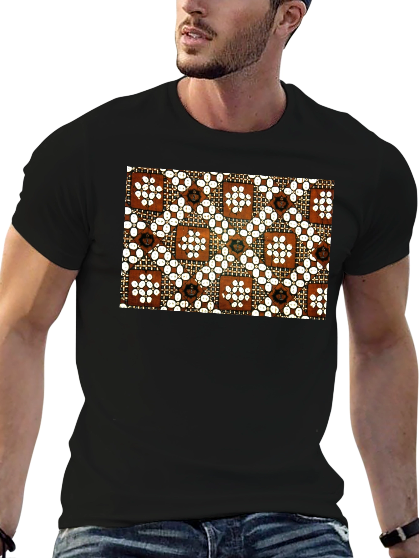 Black Patterned T-Shirt - Stylish & Unique Design view 6