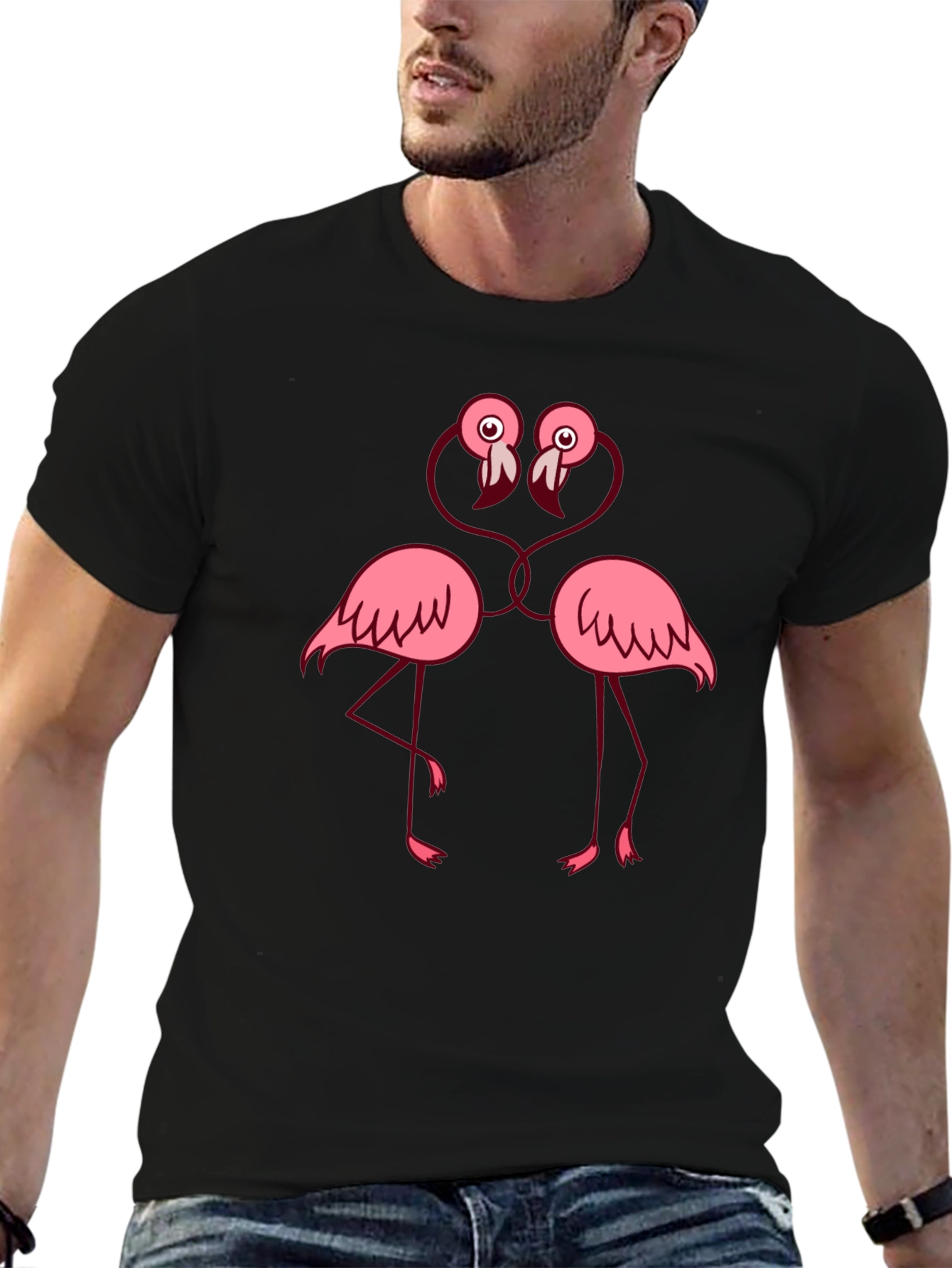 Black Fun Flamingo Lovers T-Shirt - Black view 6