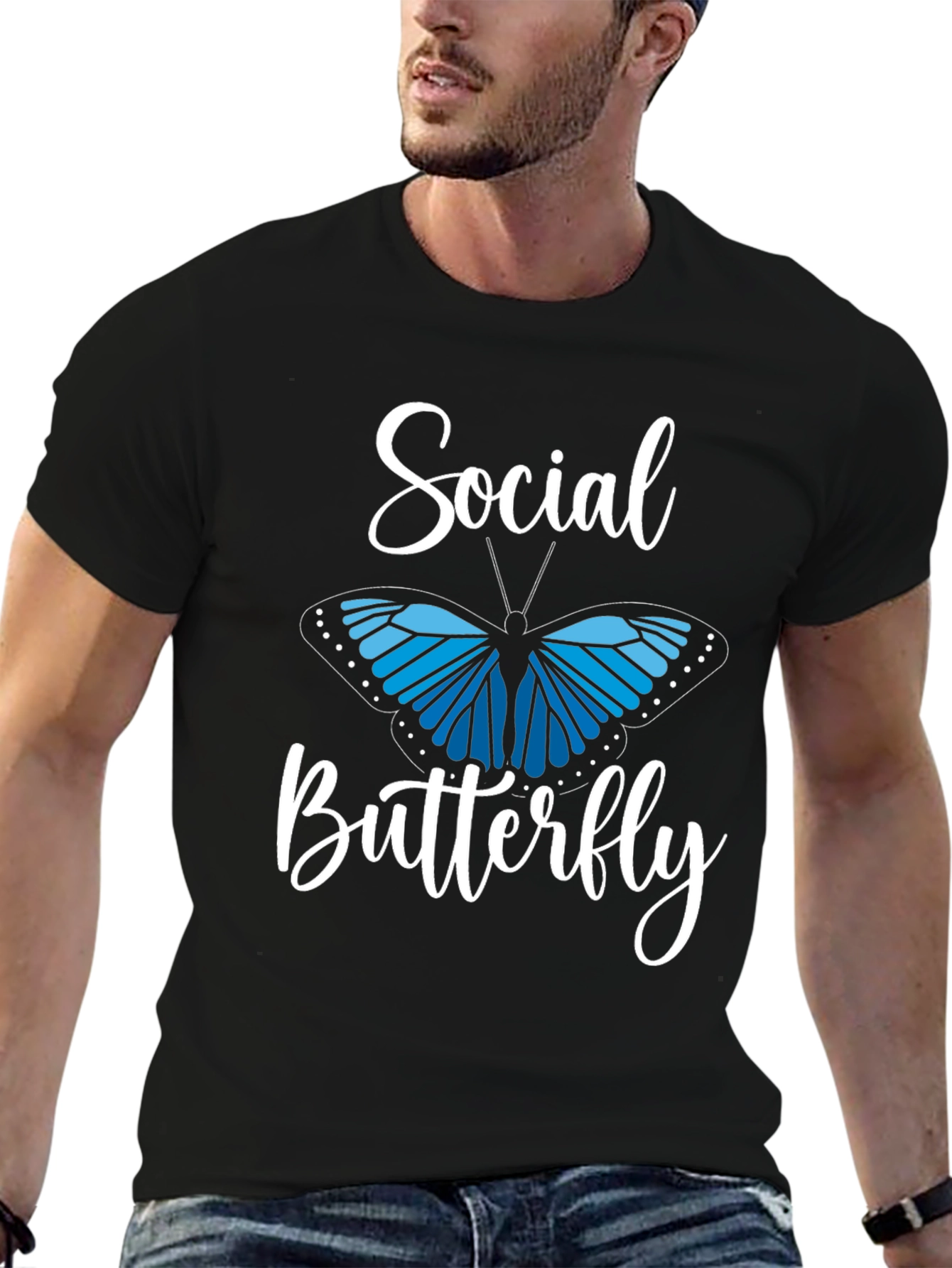 Black Social Butterfly Graphic Tee - Black view 6