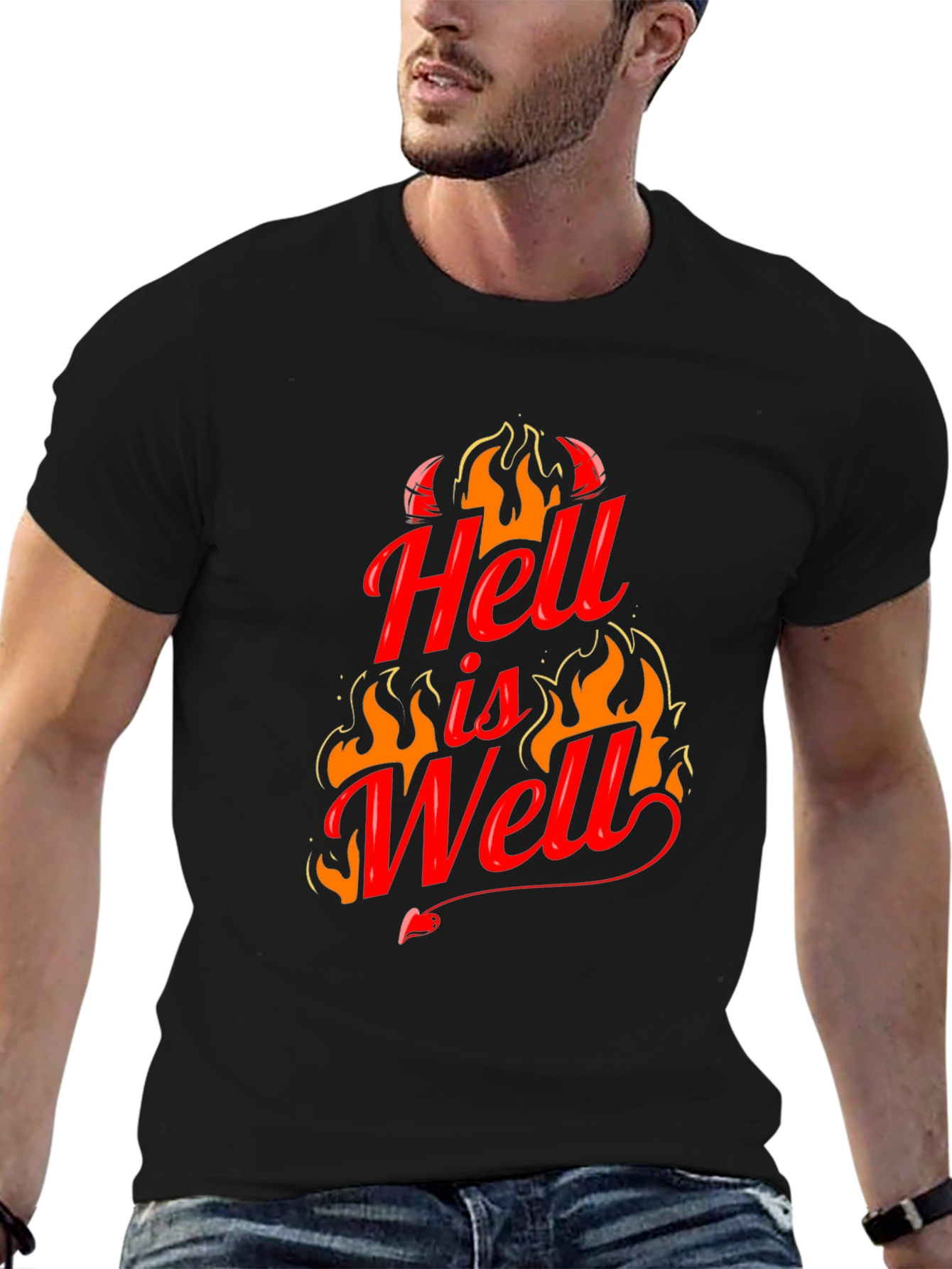 Black Hell is Well Graphic T-Shirt - Black view 6