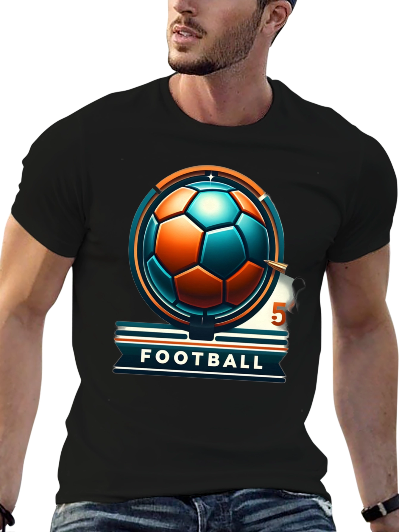 Black Football Graphic Tee - Stylish & Sporty Design view 6