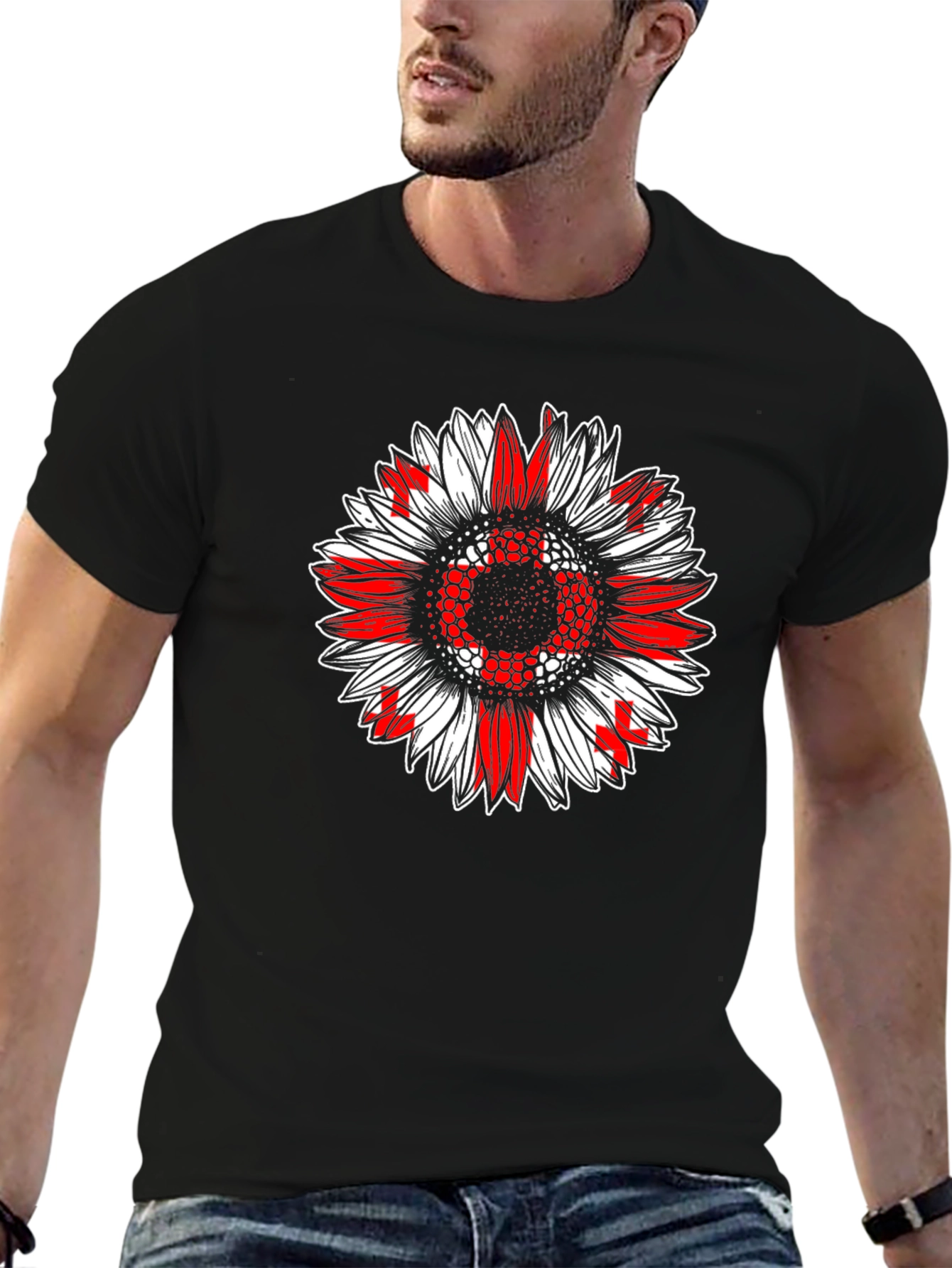 Black Sunflower Georgia Flag T-Shirt view 6
