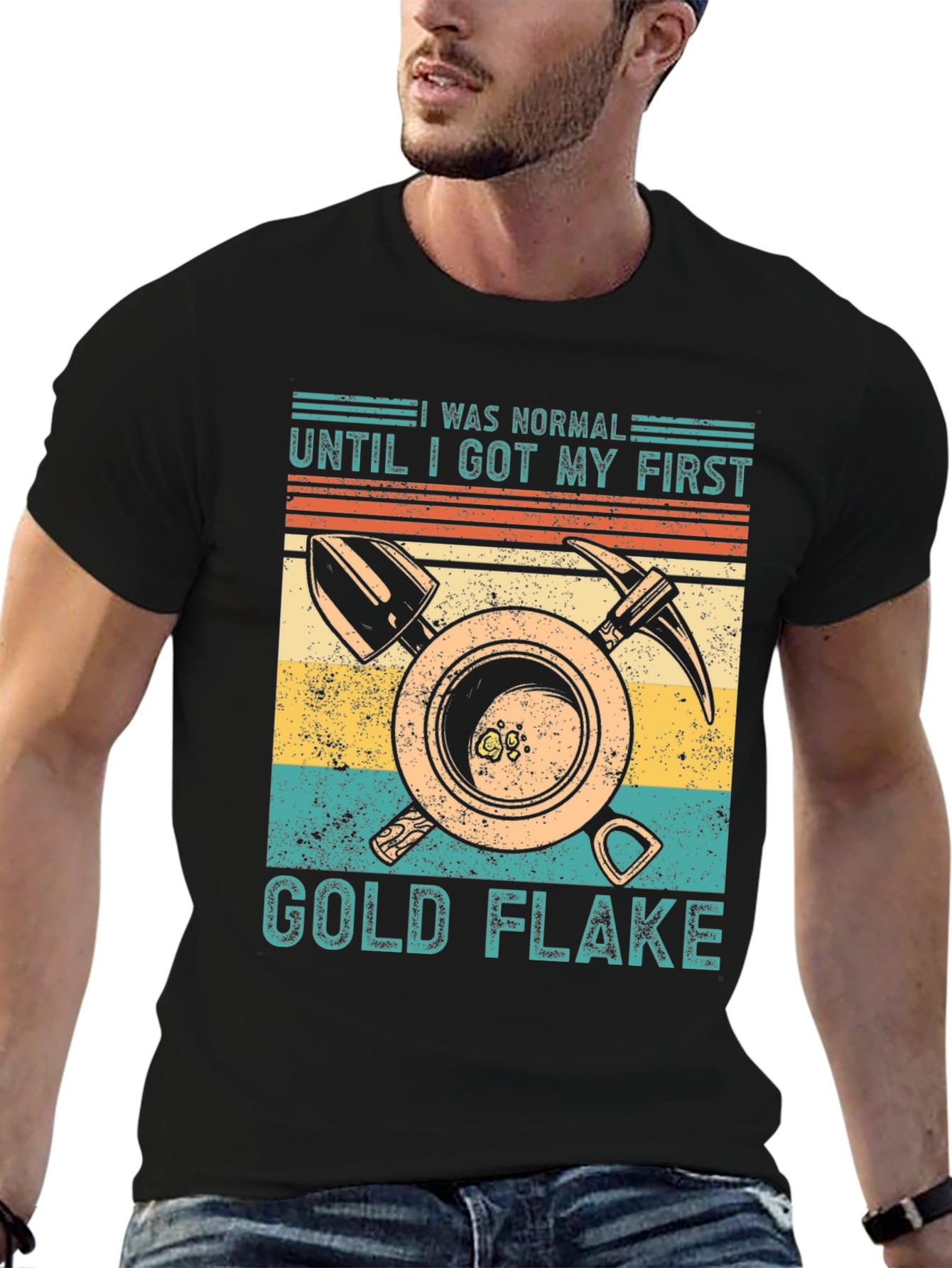 Black Gold Flake Prospecting T-Shirt view 6