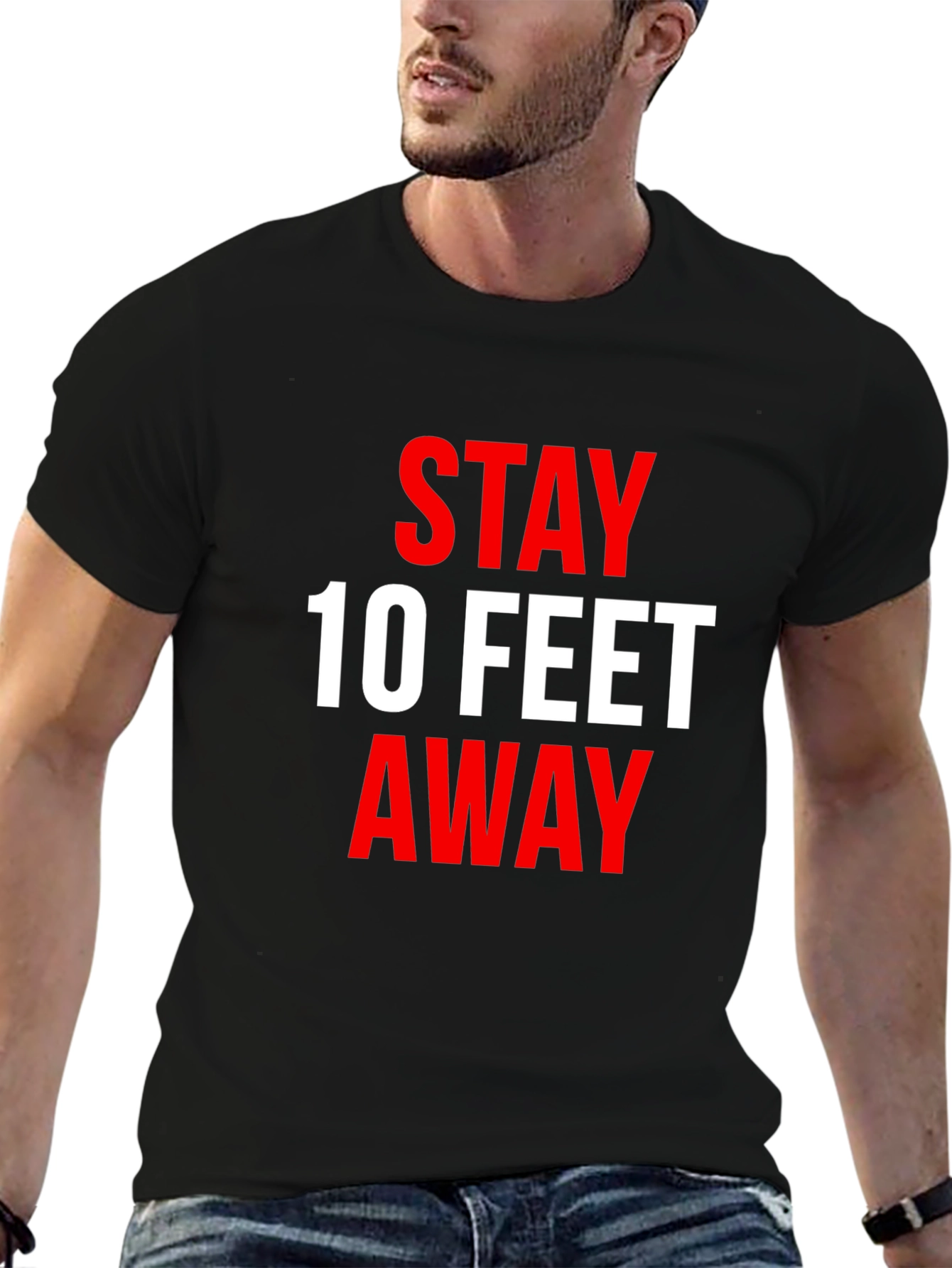 Black Stay 10 Feet Away T-Shirt - Social Distancing Tee view 6