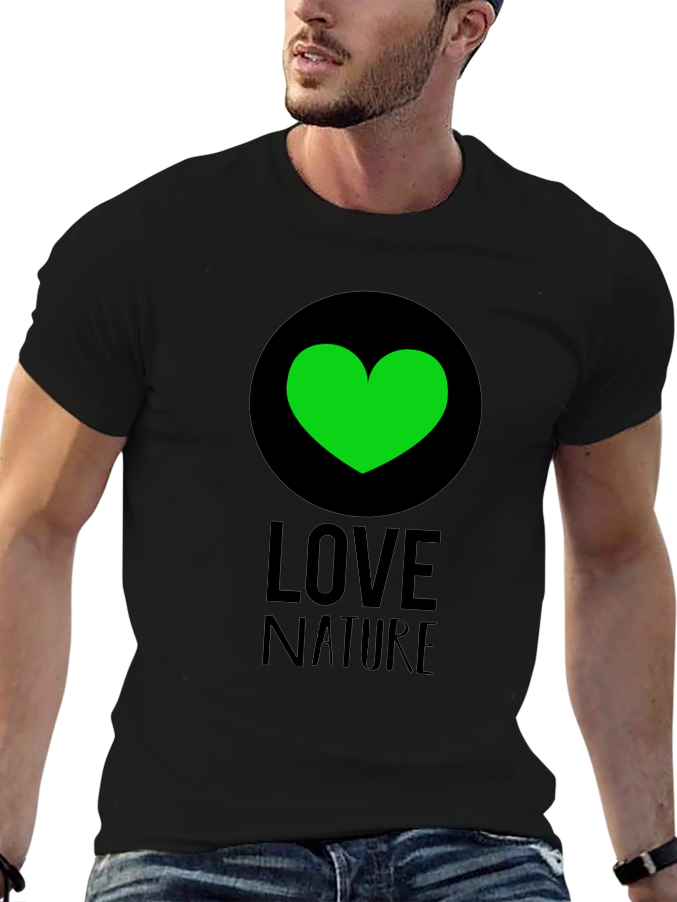 Black Love Nature Green Heart Graphic Tee - Black view 6