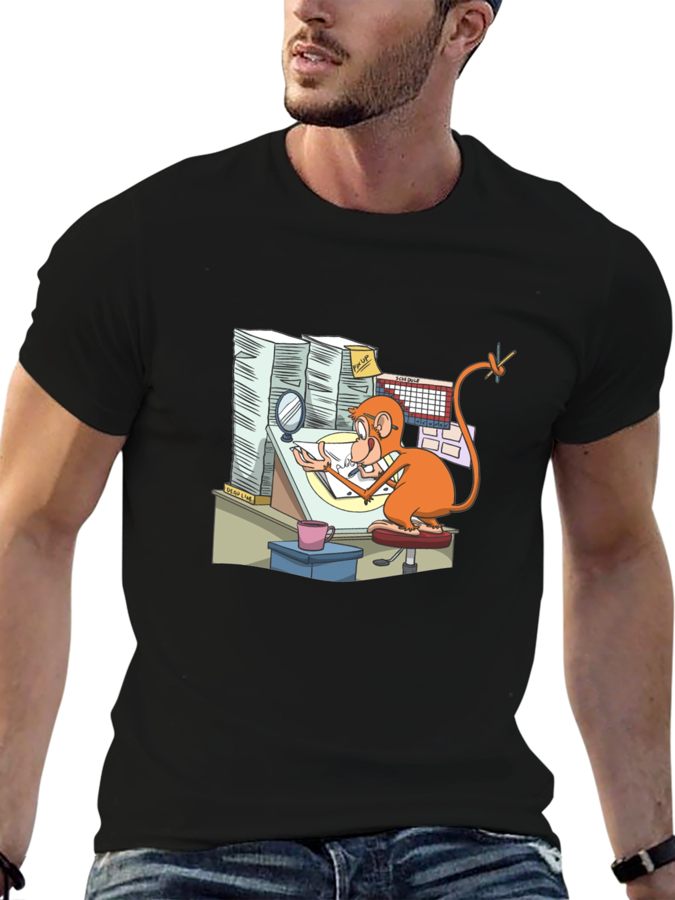 Cartoon Monkey T-Shirt - Creative Office Design - 6