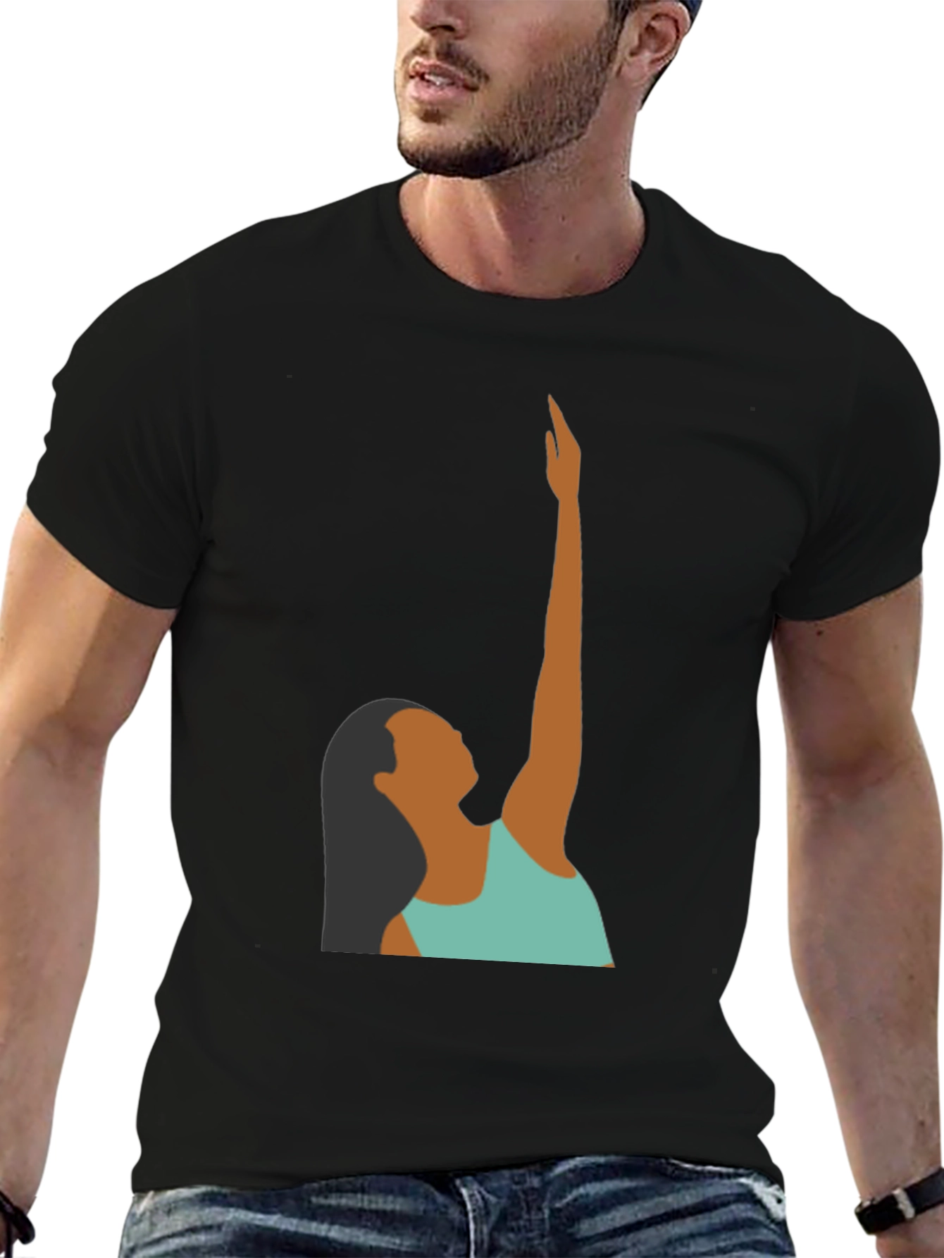 Woman Reaching Graphic Tee - Black - 6