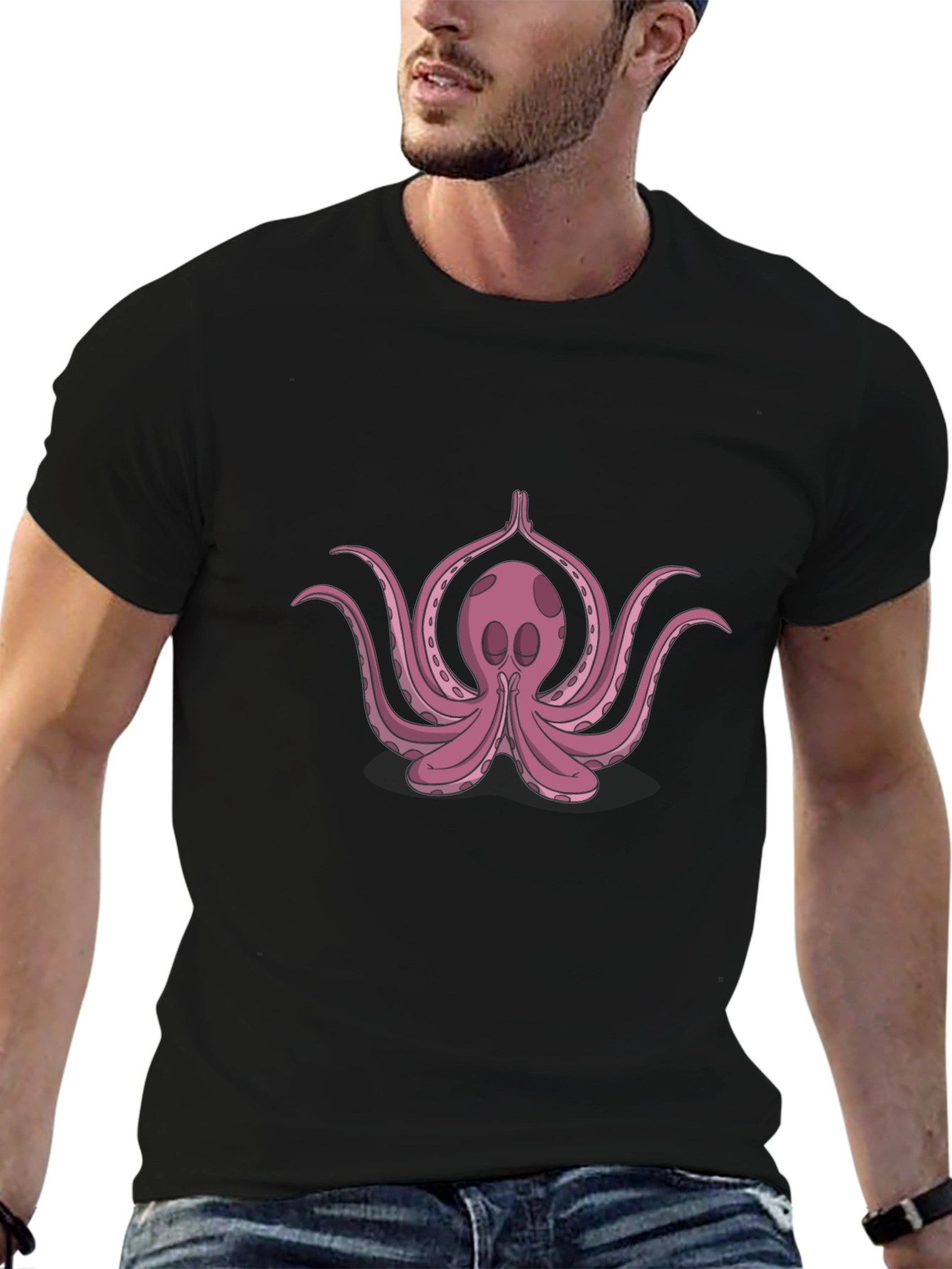Black Yoga Octopus Black T-Shirt view 6