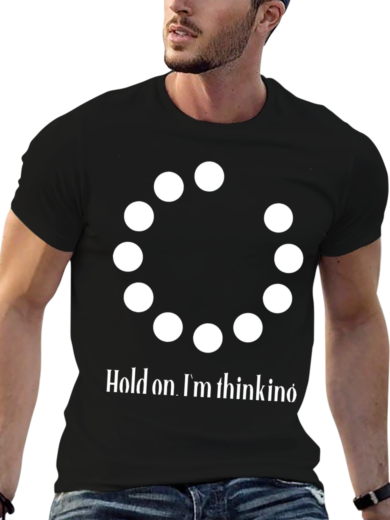 Black Hold On I'm Thinking T-Shirt - Funny Graphic Tee view 6
