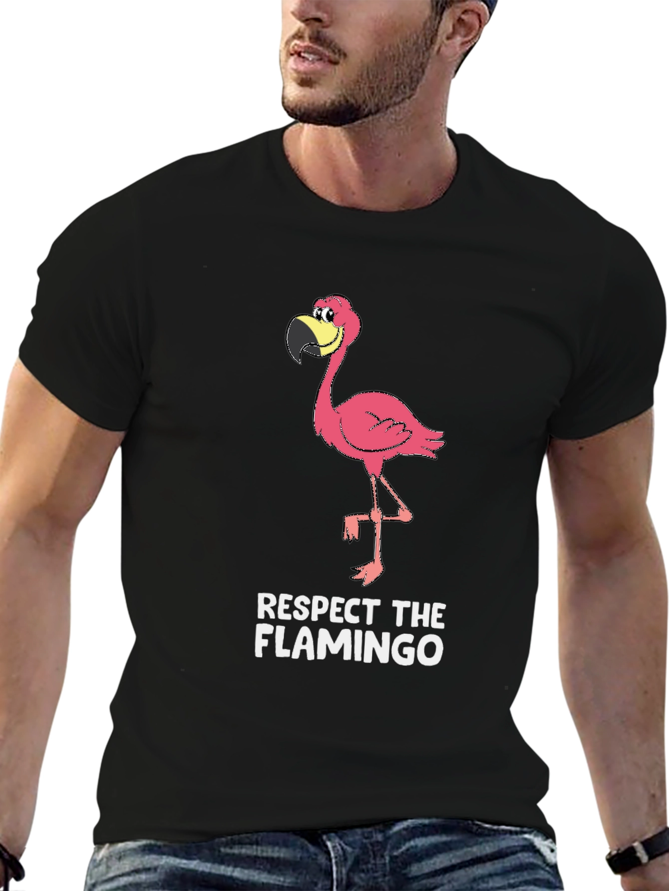 Black Respect The Flamingo Graphic T-Shirt view 6