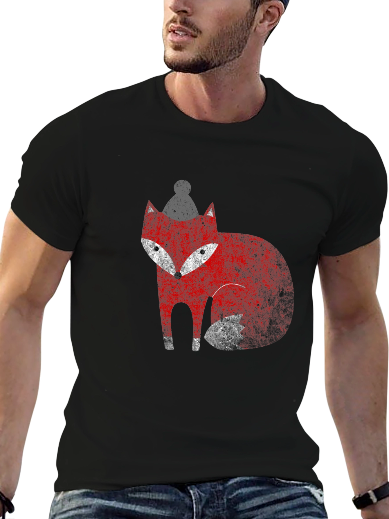 Black Fox Graphic Tee - Stylish Crew Neck T-Shirt view 6
