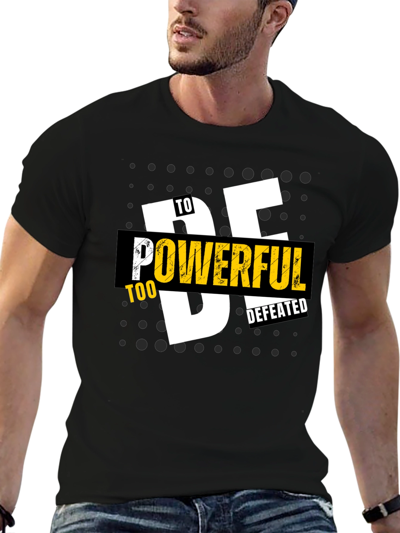 Black Be Powerful T-Shirt - Black Graphic Tee for Men view 6