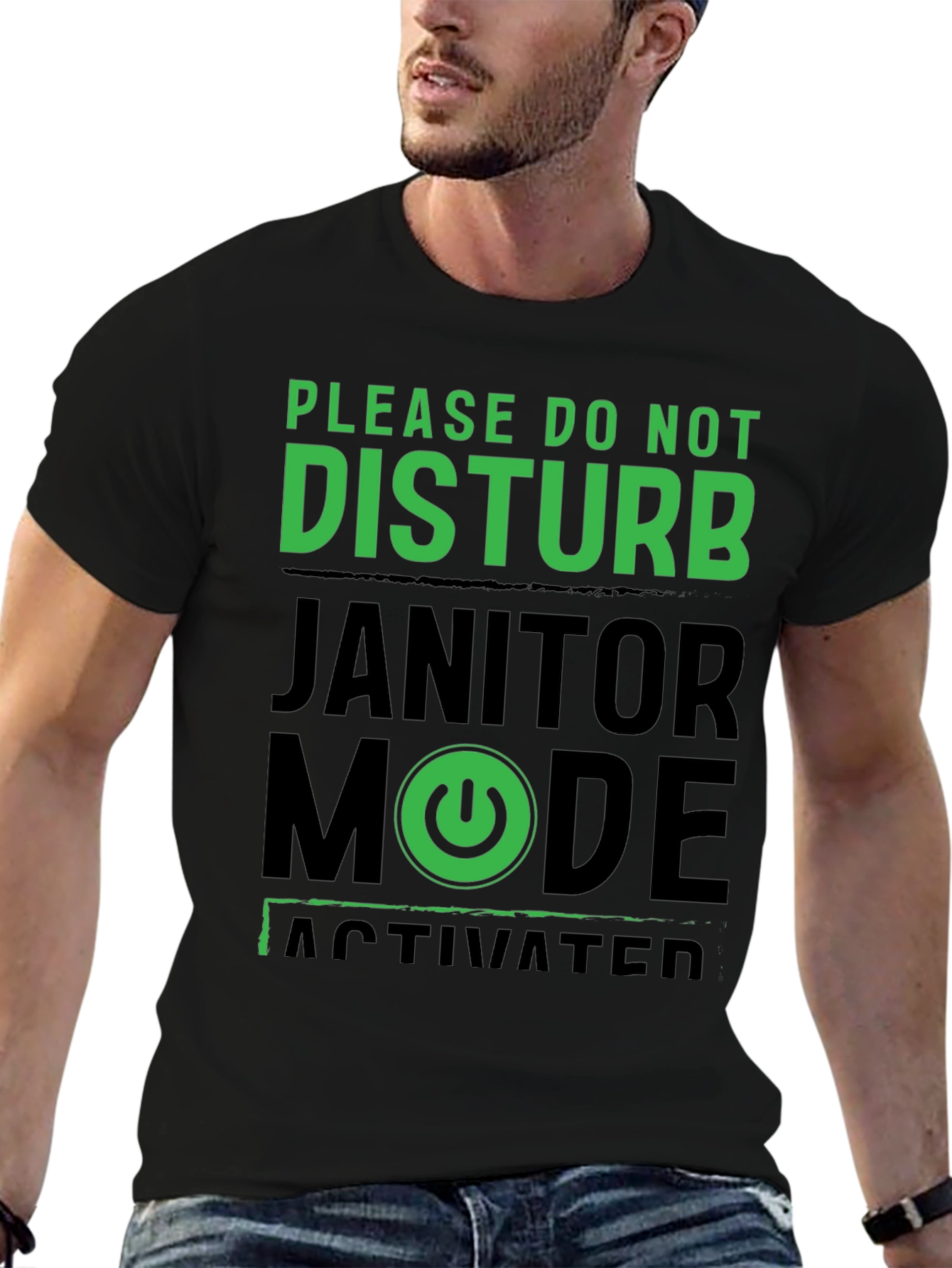 Black Janitor Mode Activated T-Shirt view 6