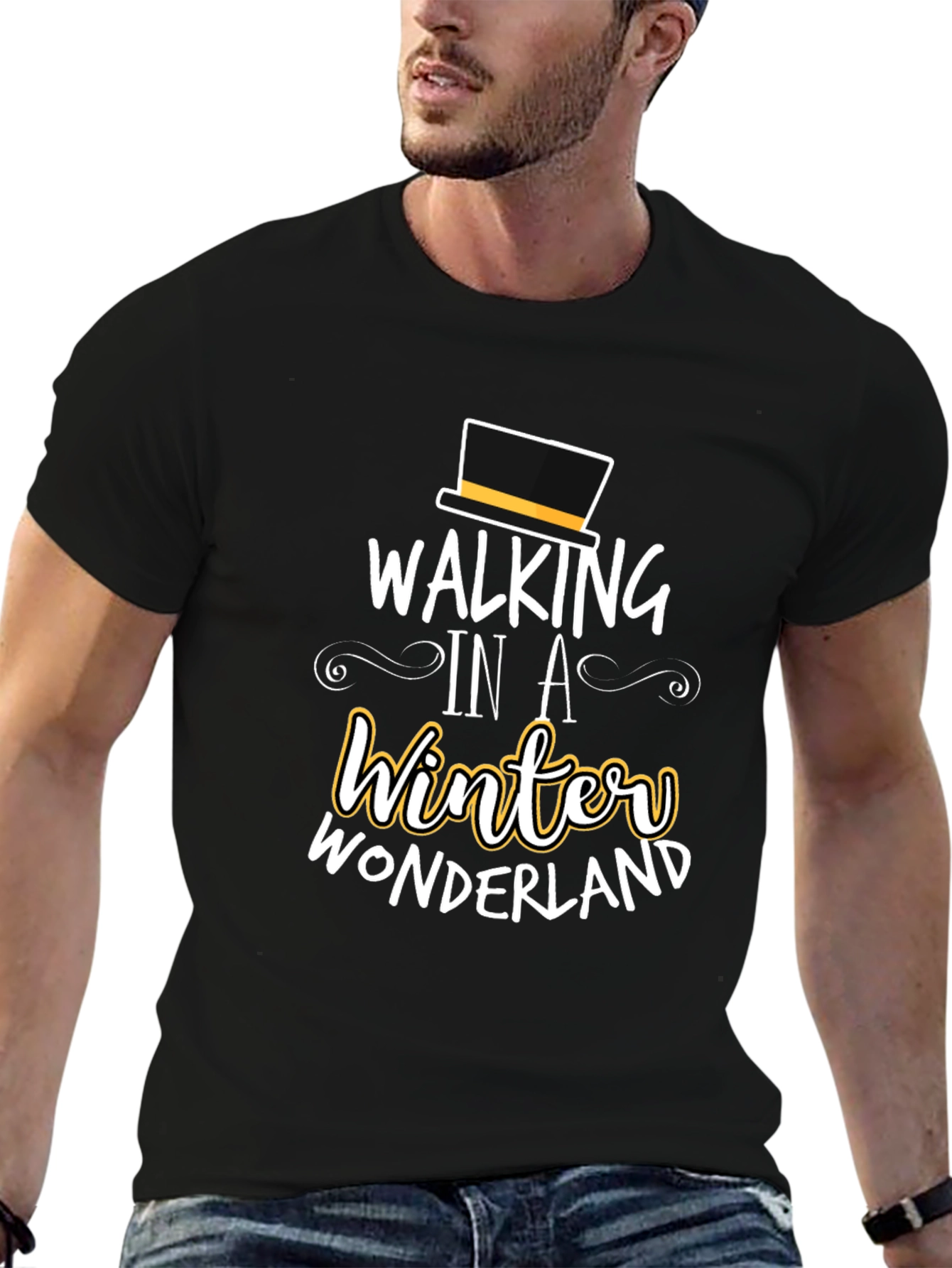 Black Walking in a Winter Wonderland Graphic Tee view 6