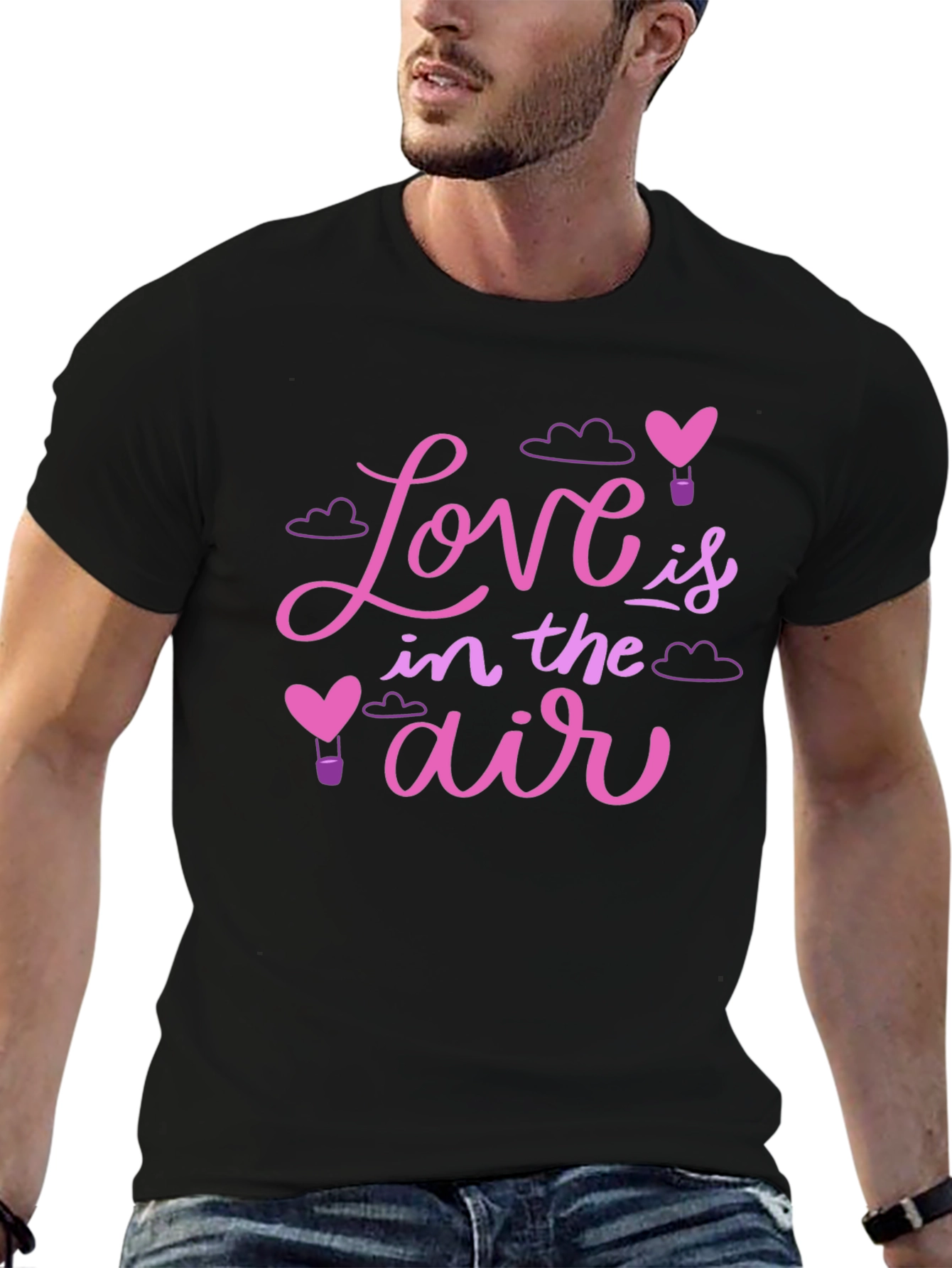 Black Love is in the Air Graphic T-Shirt - Valentine's Day Gift view 6