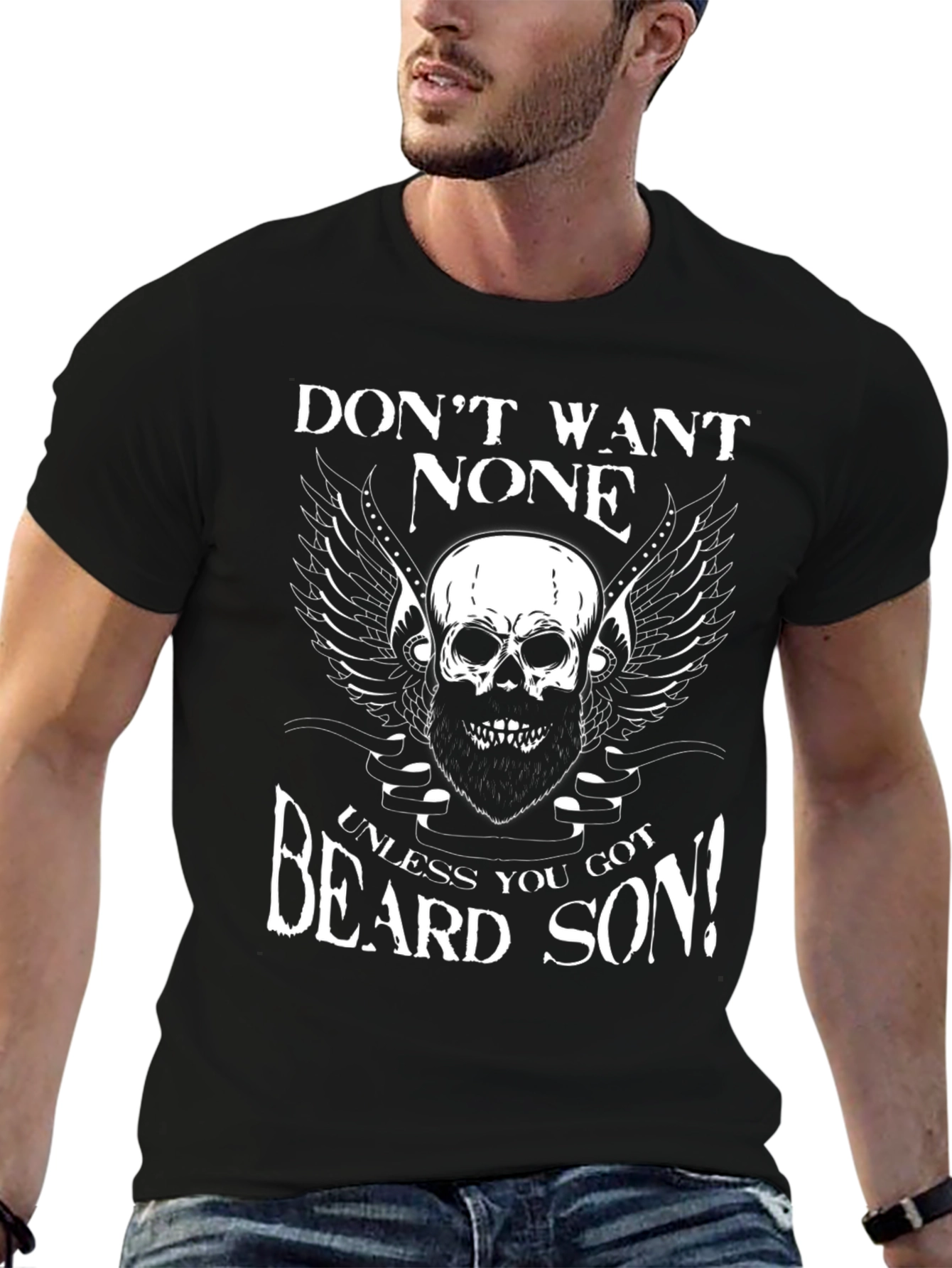 Black Beard Skull Graphic Tee - Don't Want None view 6