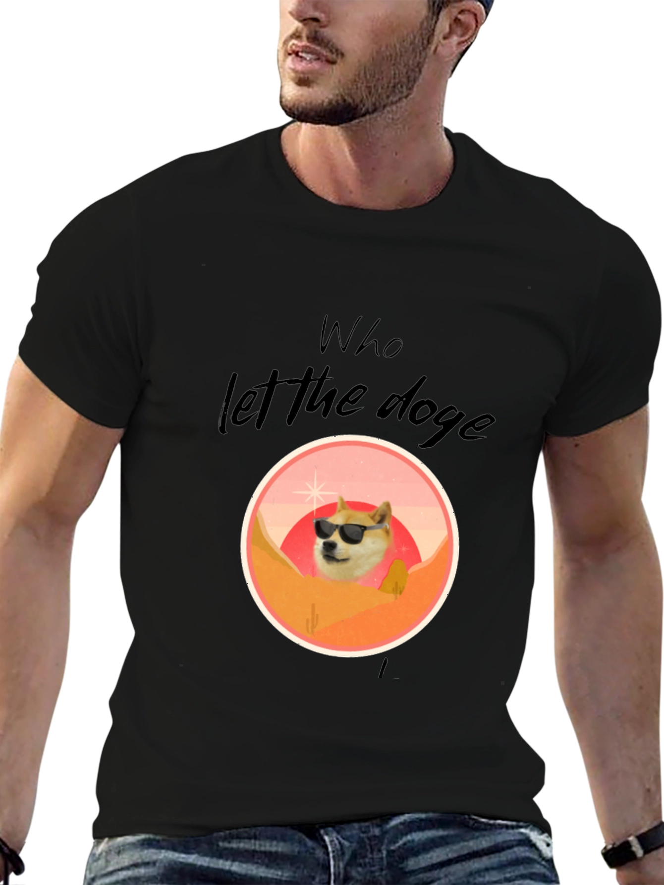 Black Who Let The Doge Out T-Shirt view 6