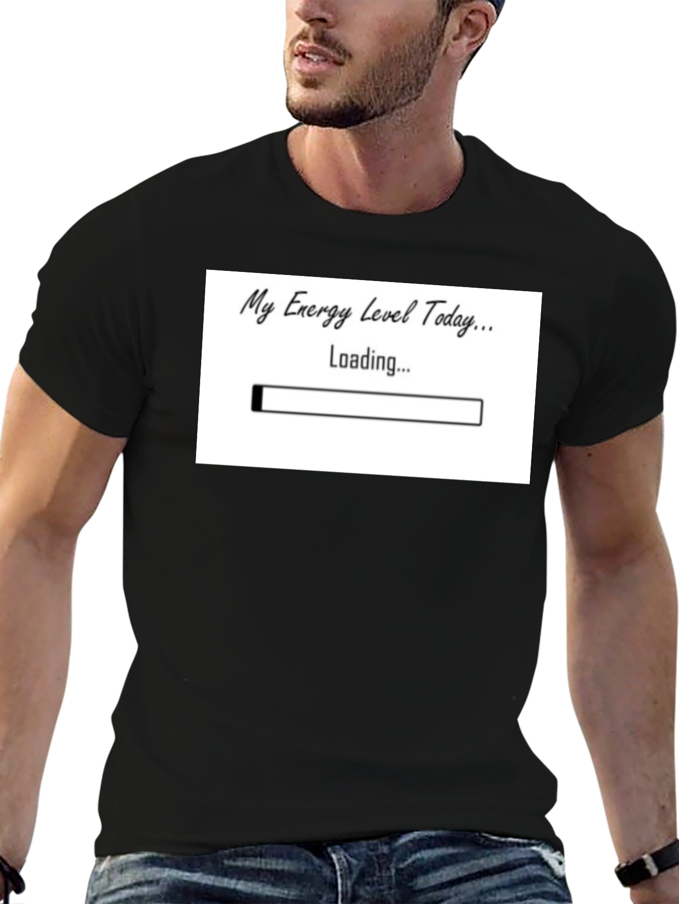 Black My Energy Level Today Loading Funny T-Shirt view 6