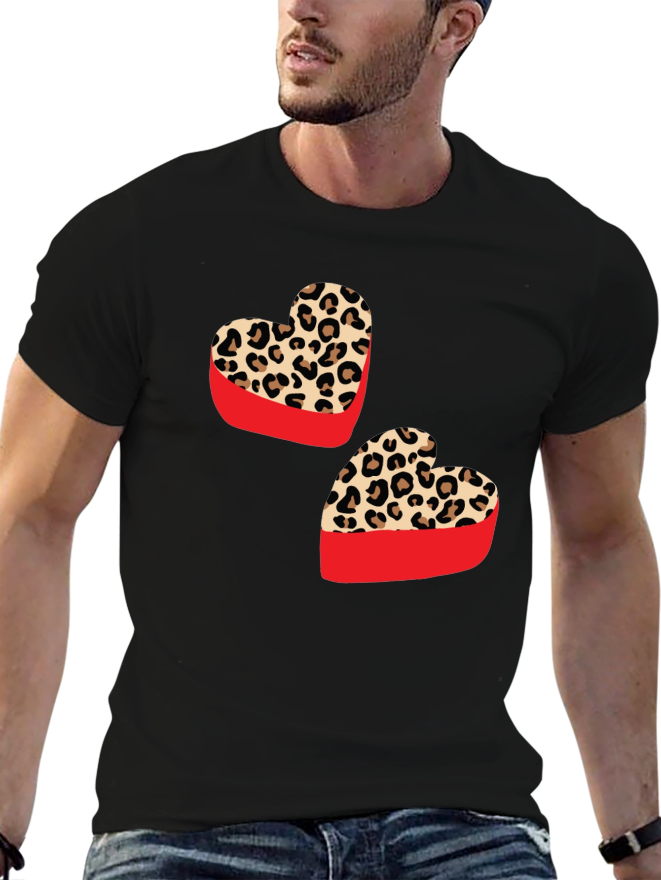 Black Leopard Heart Graphic Tee - Stylish Valentine's Day Shirt view 6