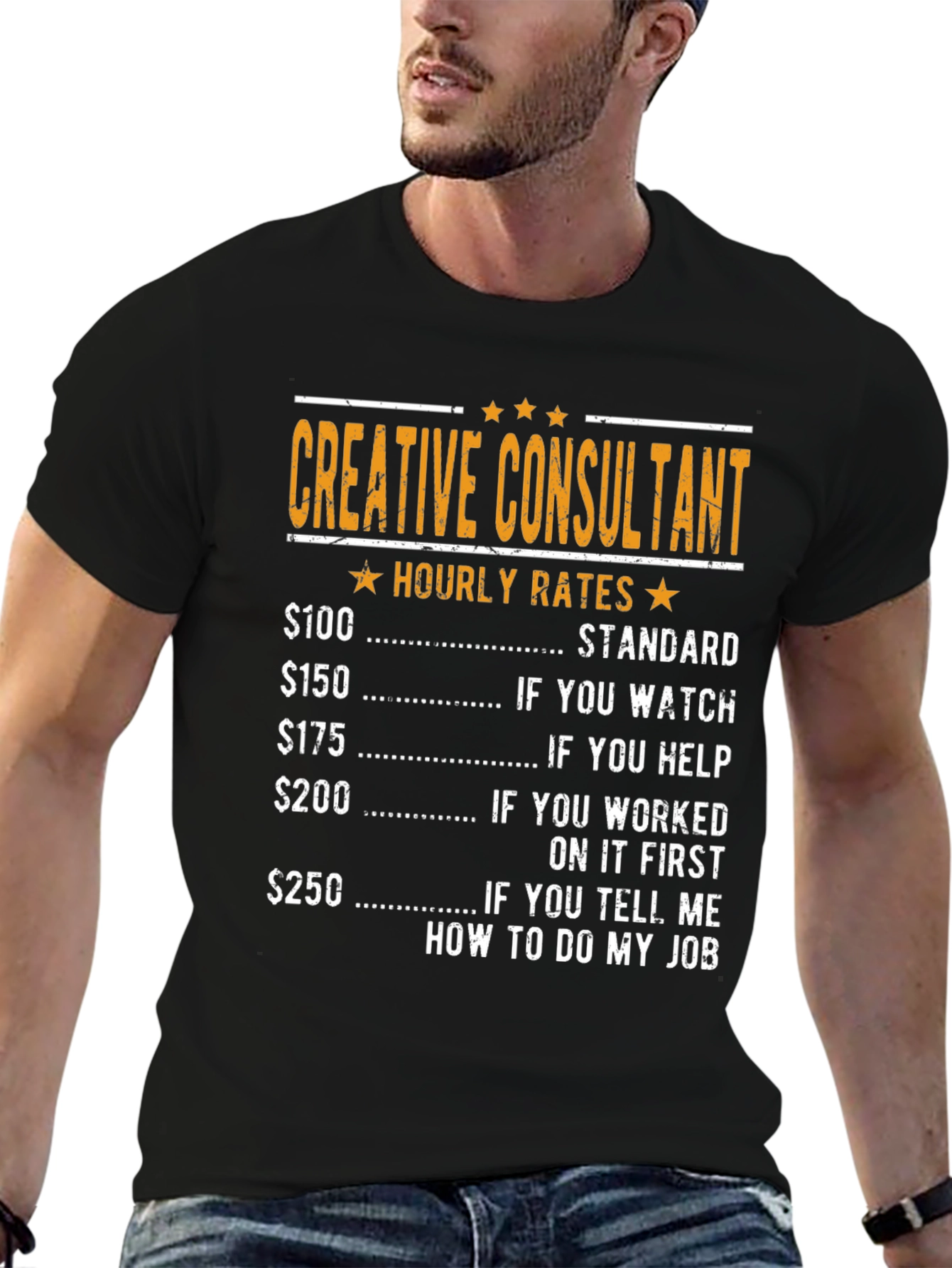 Black Creative Consultant Hourly Rates Graphic T-Shirt view 6