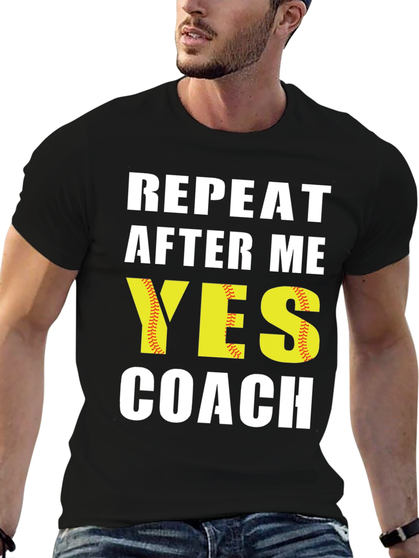 Black Repeat After Me Yes Coach T-Shirt view 6