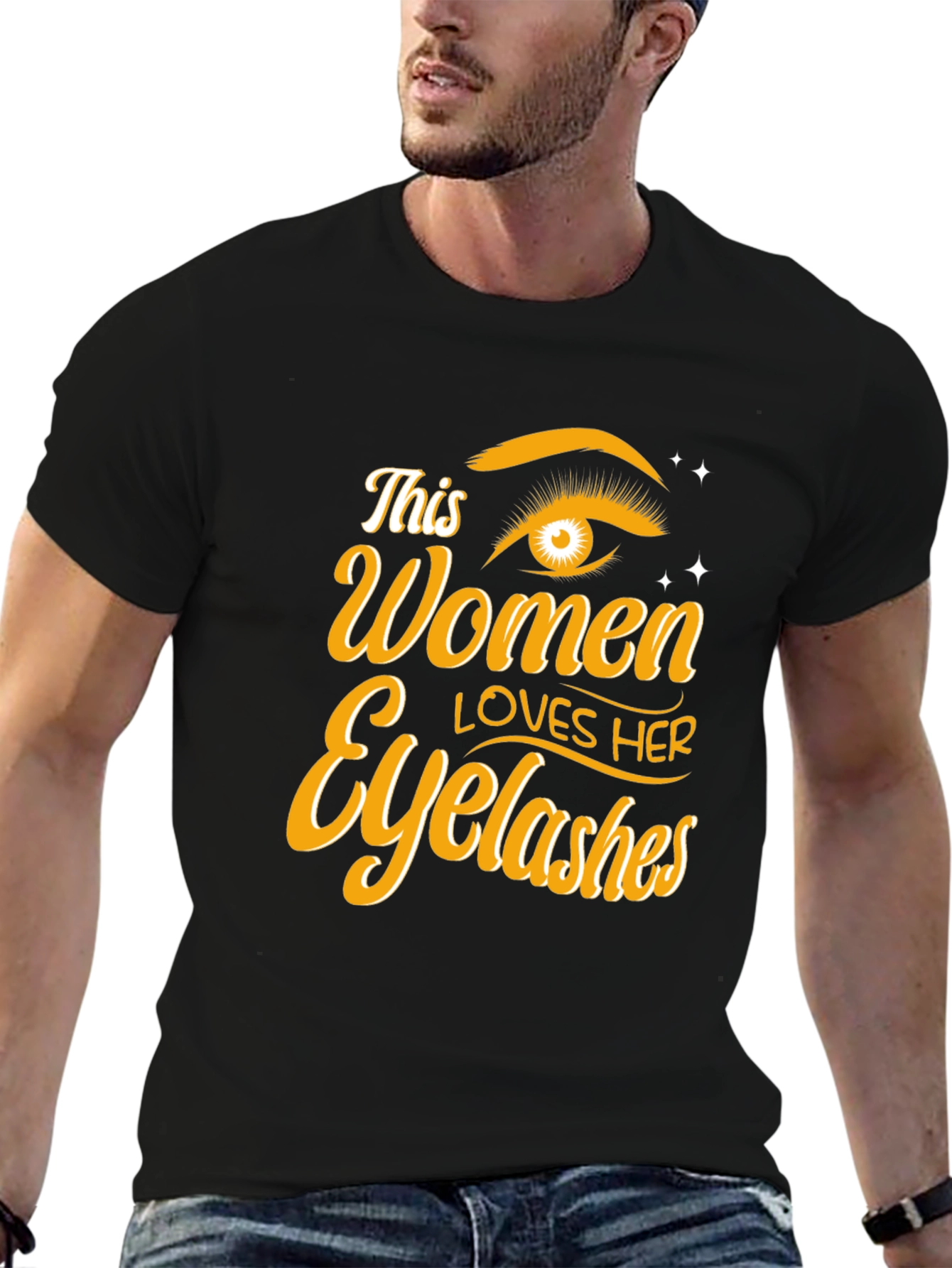 Black Women Loves Her Eyelashes Black T-Shirt view 6
