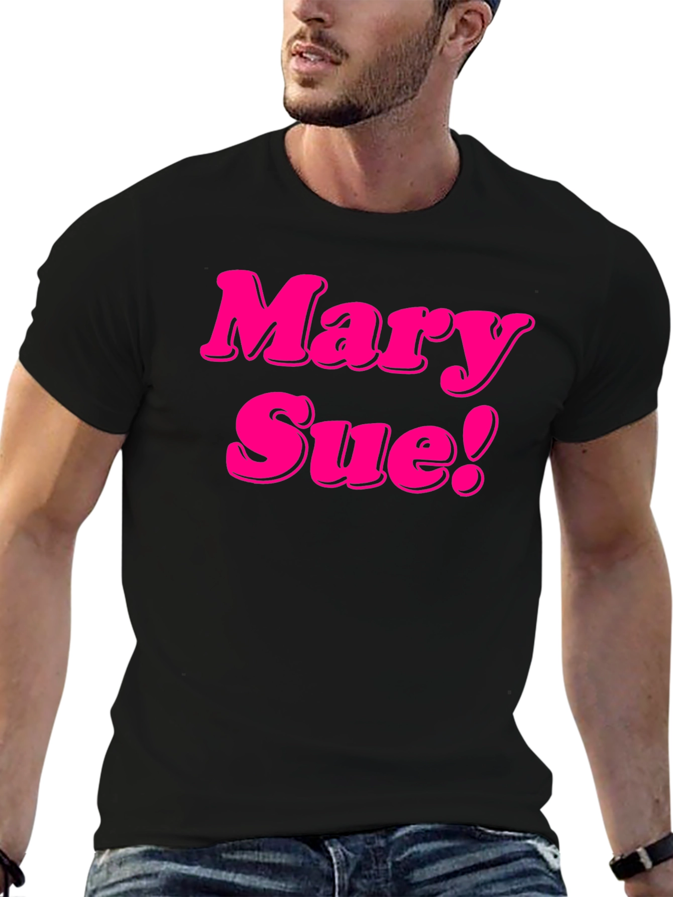 Black Mary Sue! Novelty Graphic Tee - Black Cotton T-Shirt view 6