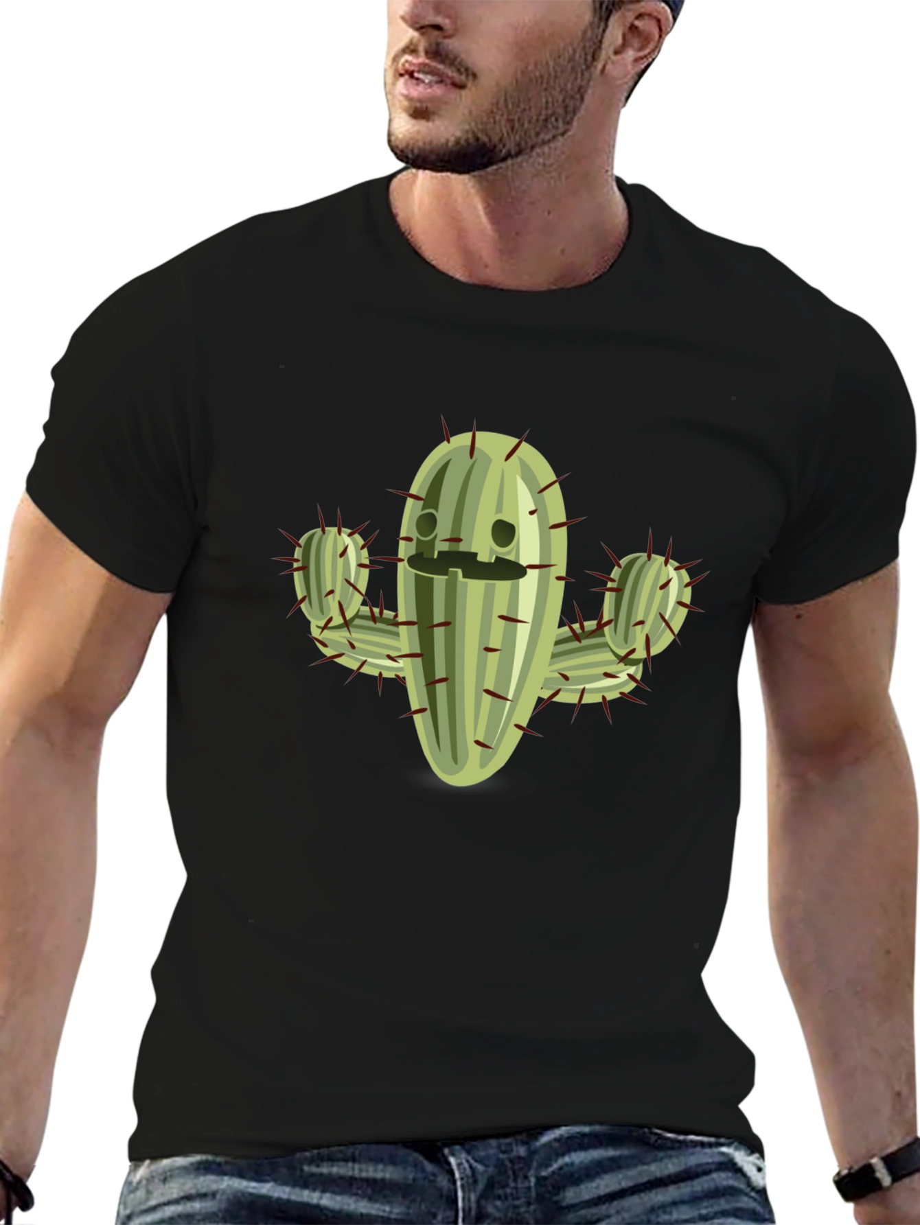 Black Cactus Graphic Tee - Comfy Black T-Shirt view 6