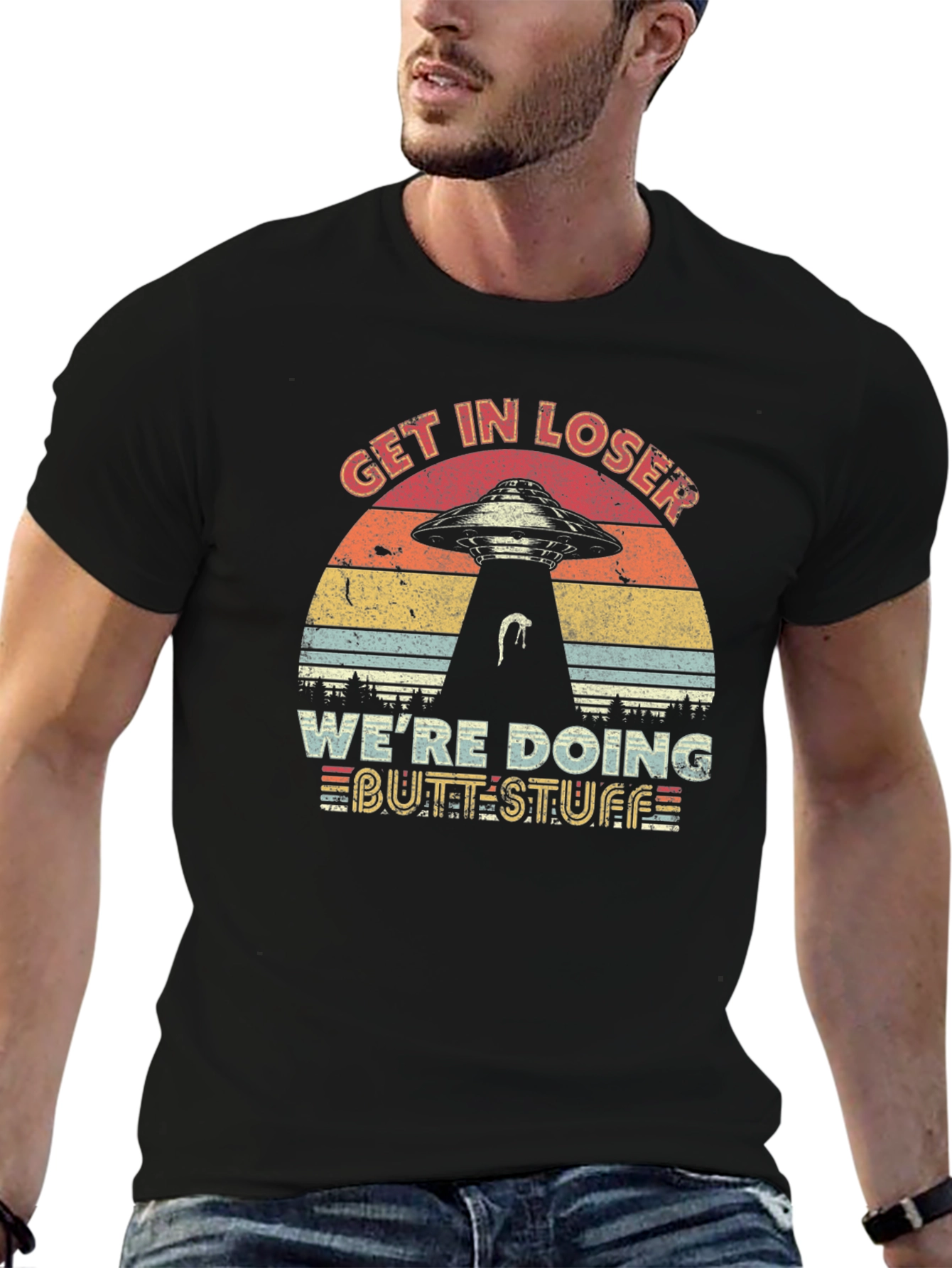 Black Get in Loser Alien T-Shirt view 6