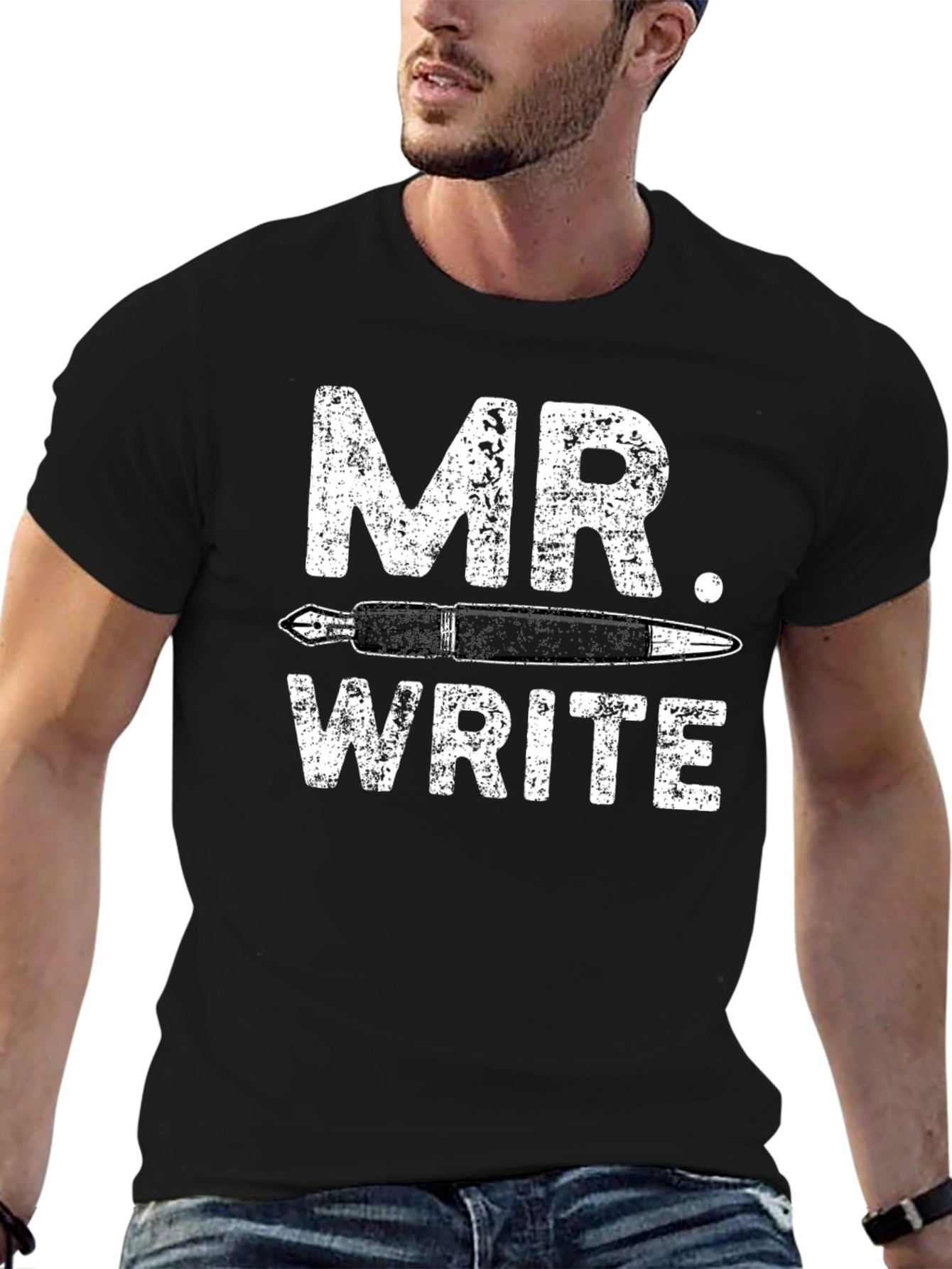 Black Mr. Write Black Graphic Tee - Author Gift Idea view 6