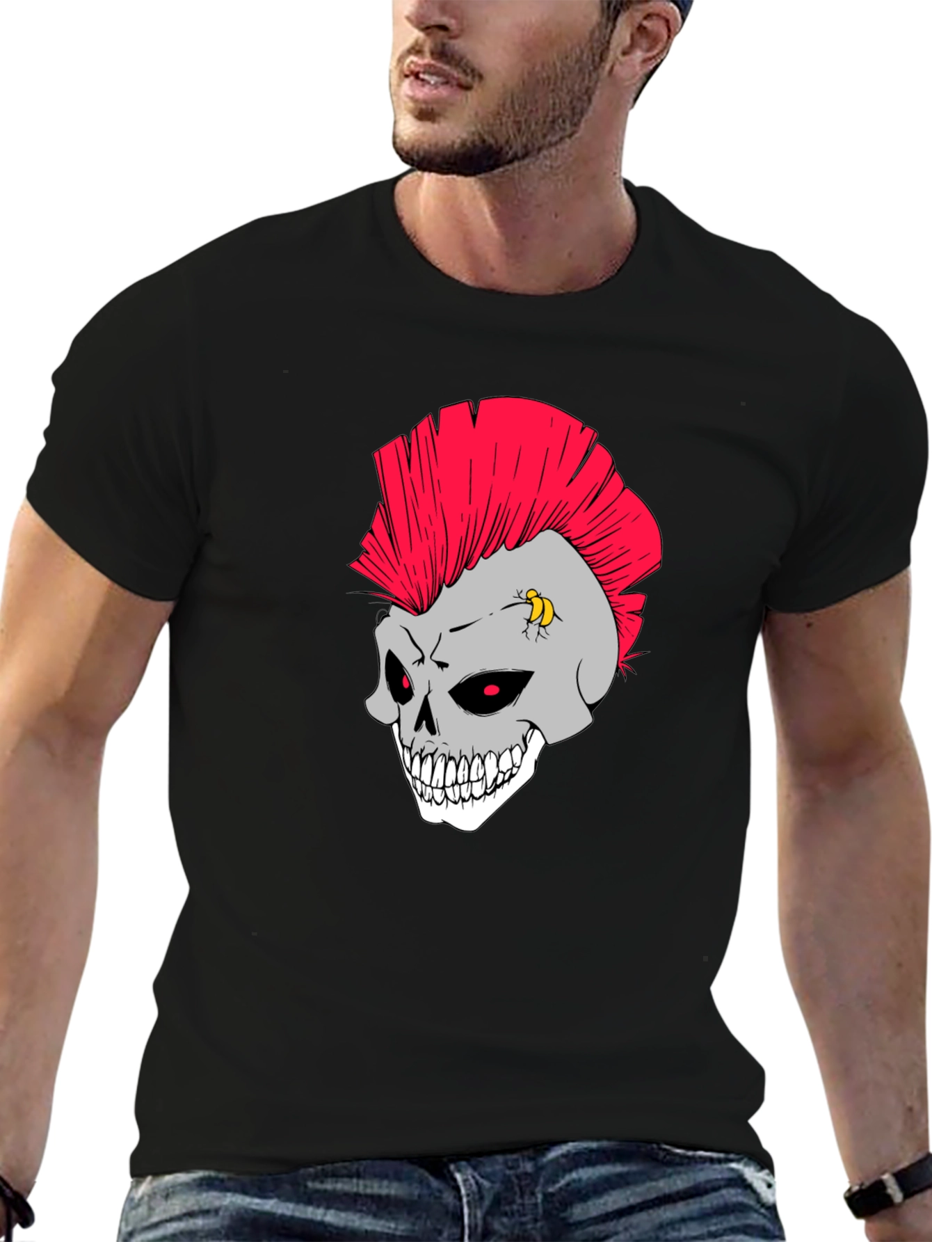 Black Skull Punk Rocker T-Shirt view 6