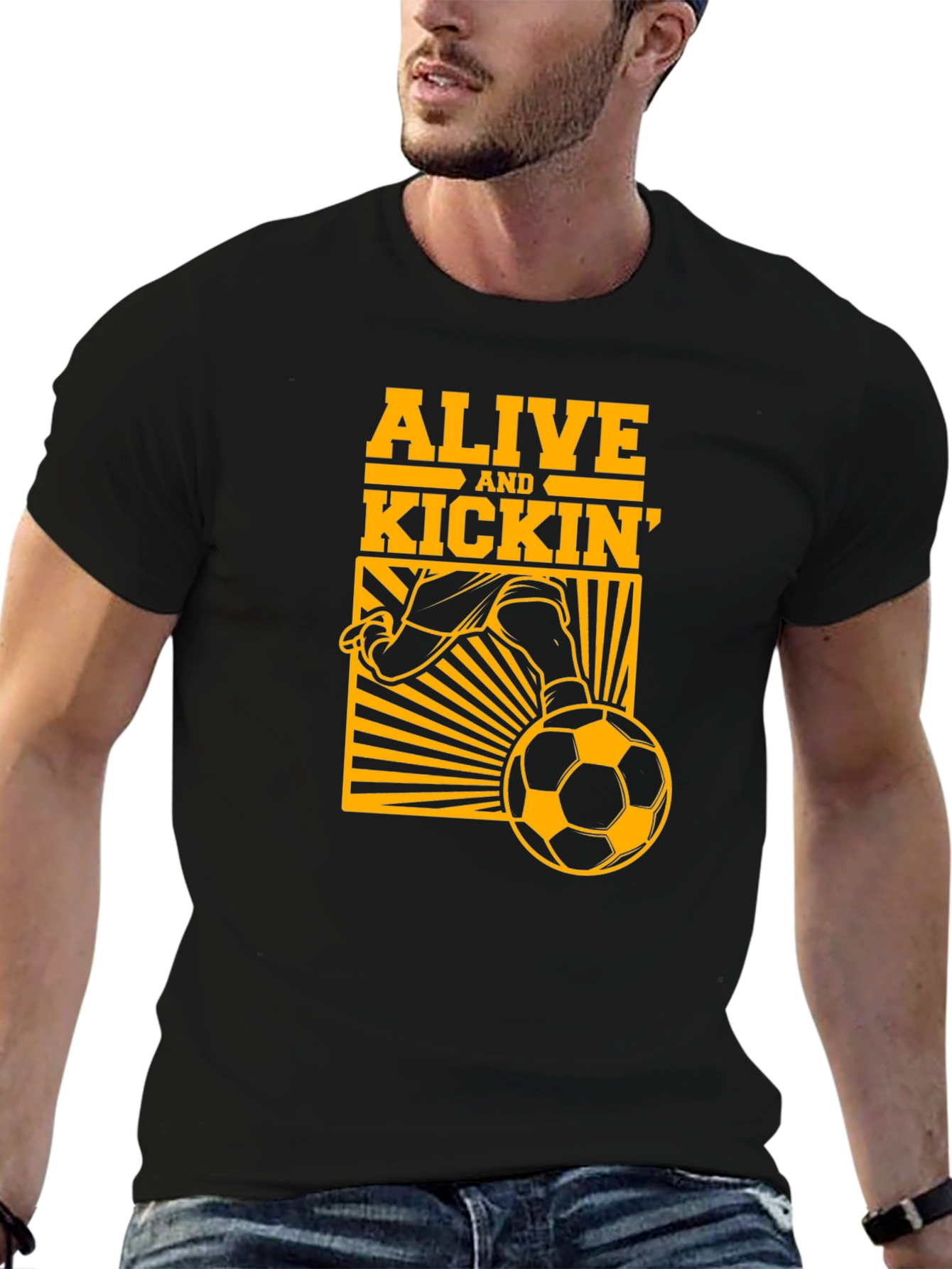 Black Alive and Kickin' Soccer Graphic Tee - Black view 6