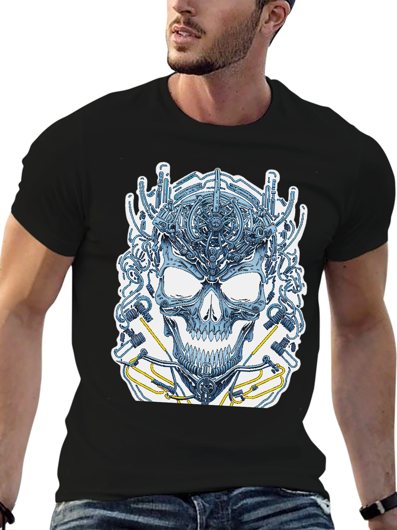 Black Cyber Skull T-Shirt view 6