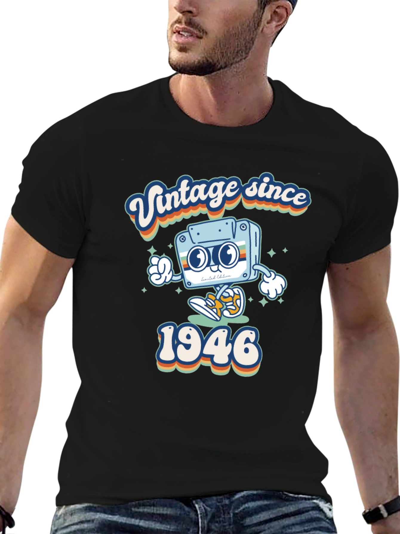 Black Vintage Since 1946 Graphic T-Shirt view 6